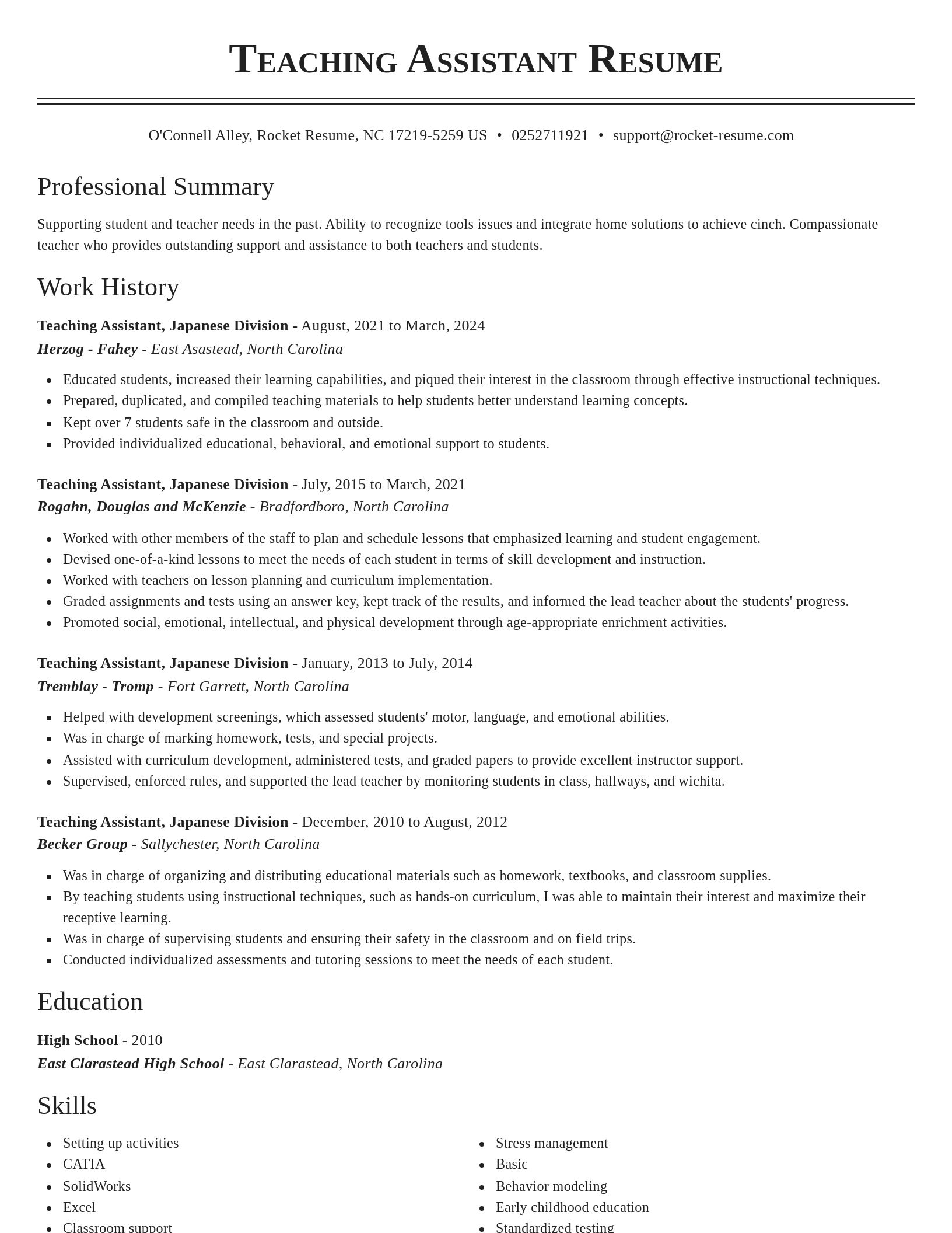 Classic resume template