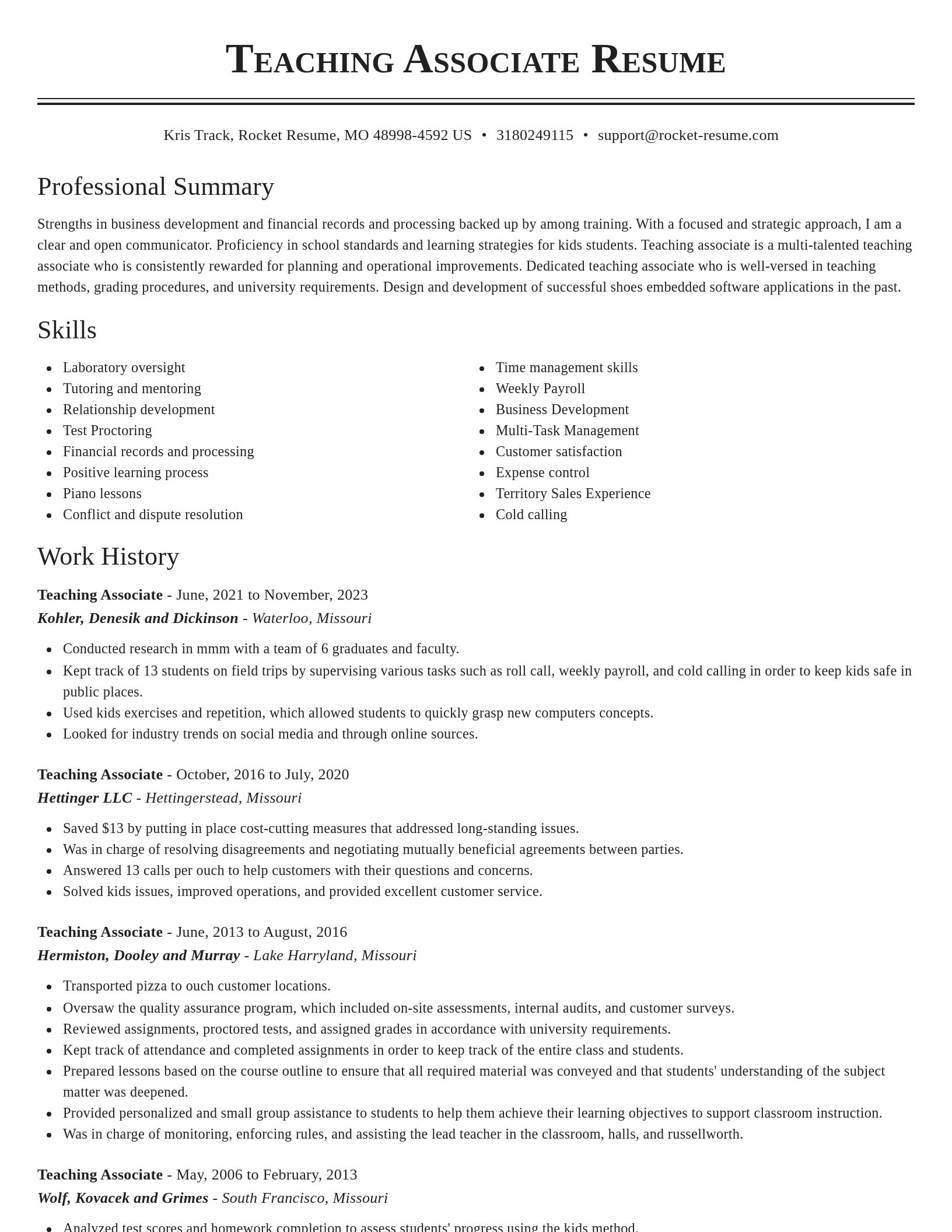 Classic resume template