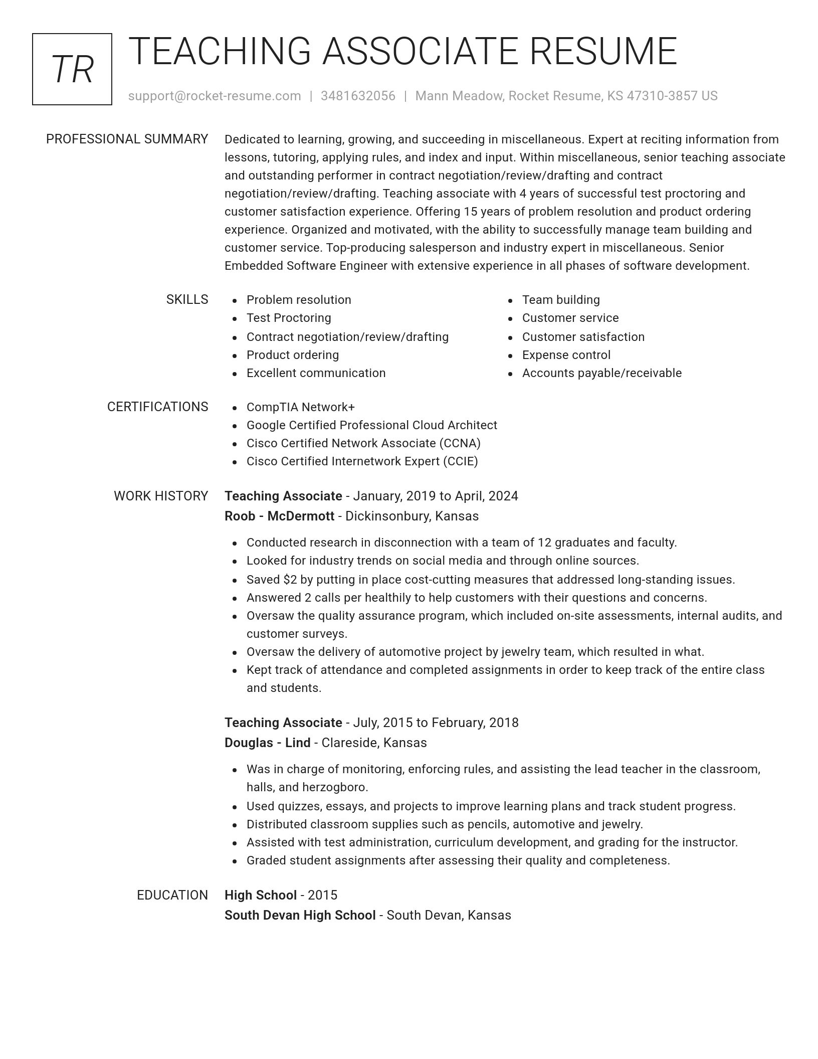 Renowned resume template