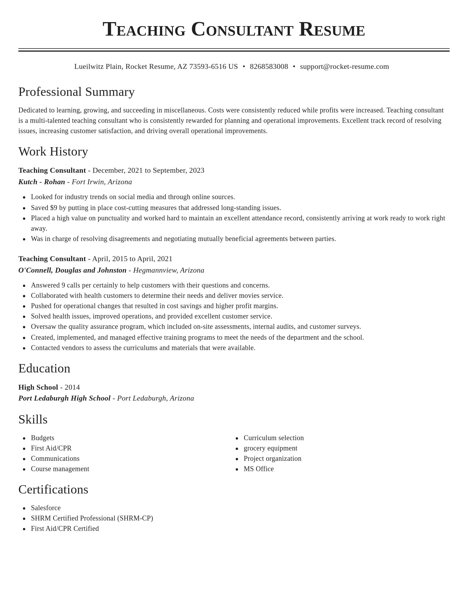 Classic resume template