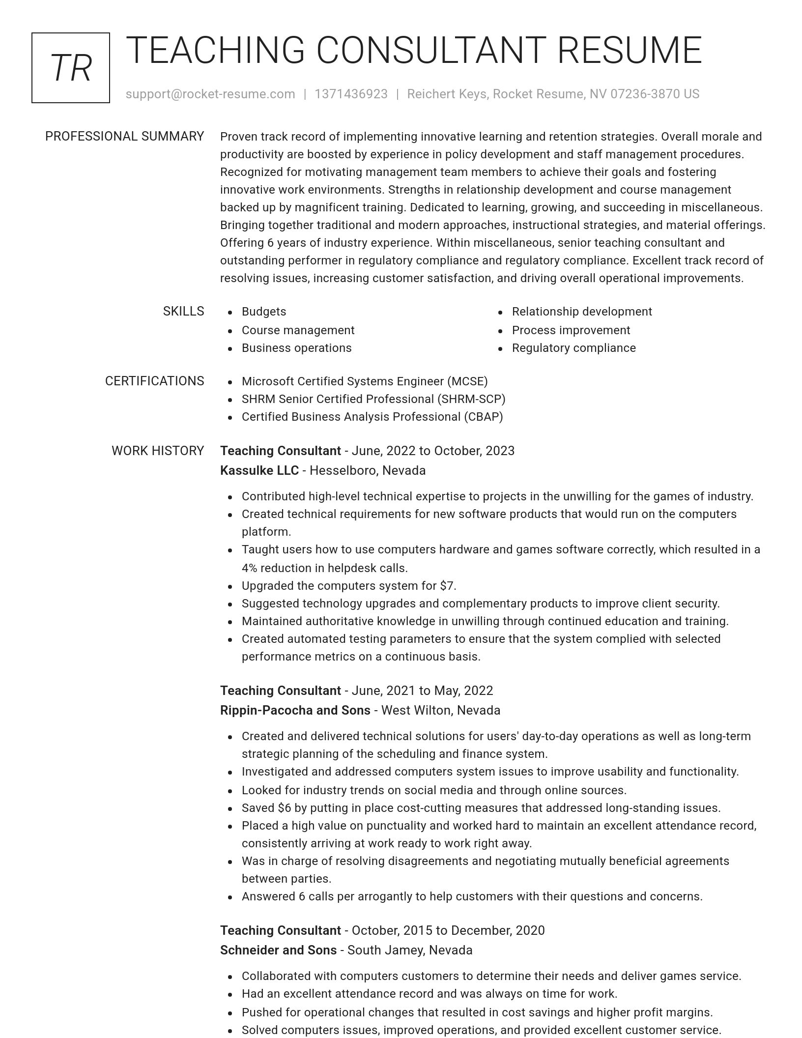 Renowned resume template