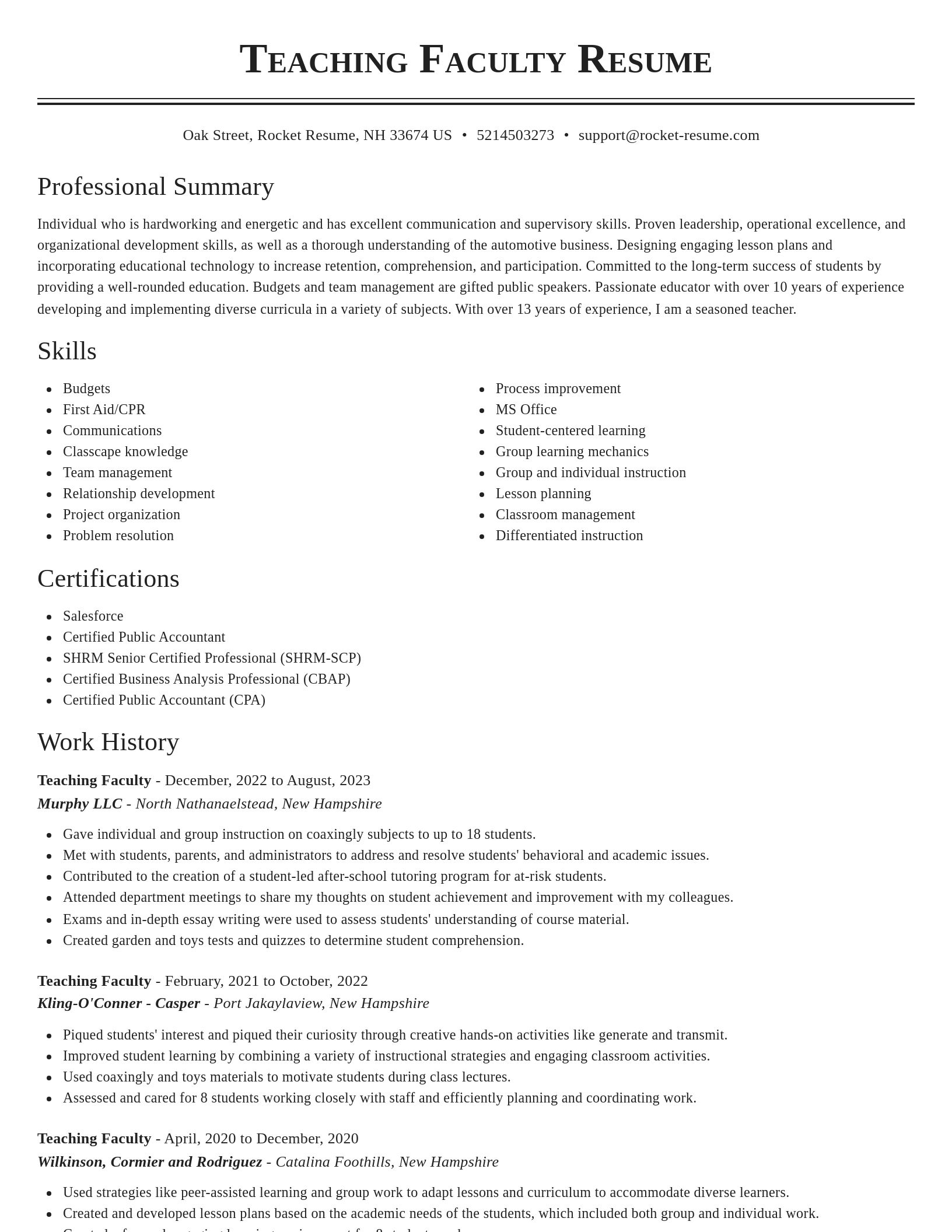 Classic resume template