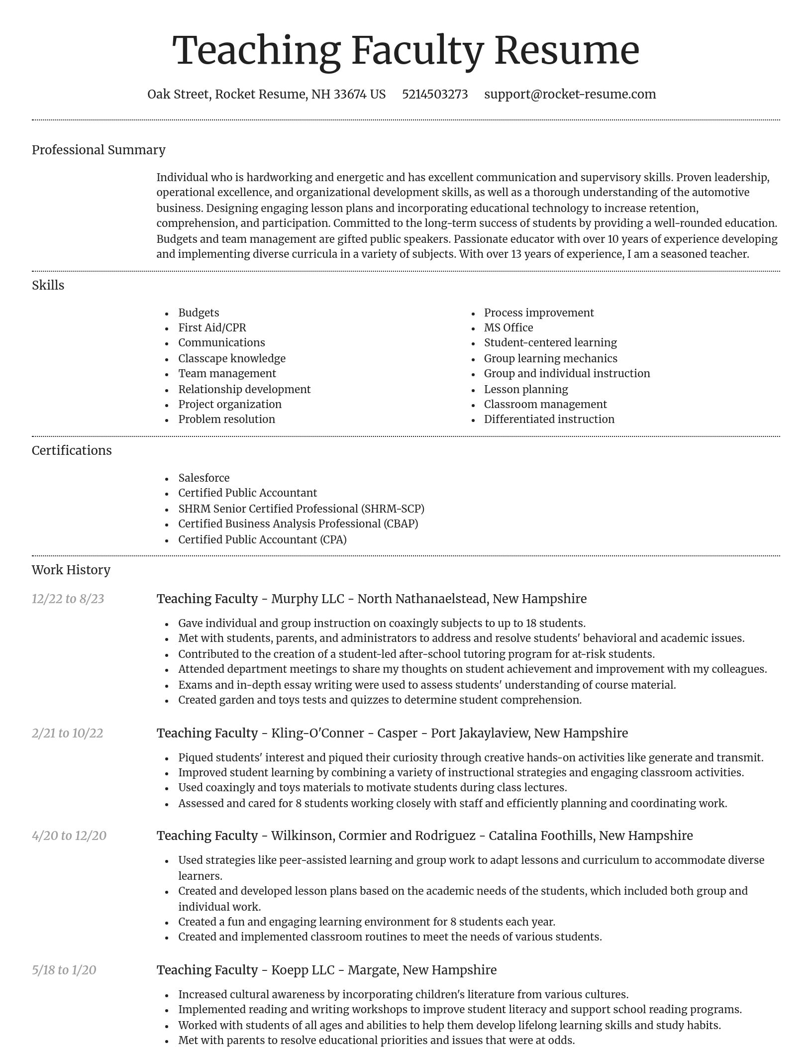 Dignified resume template
