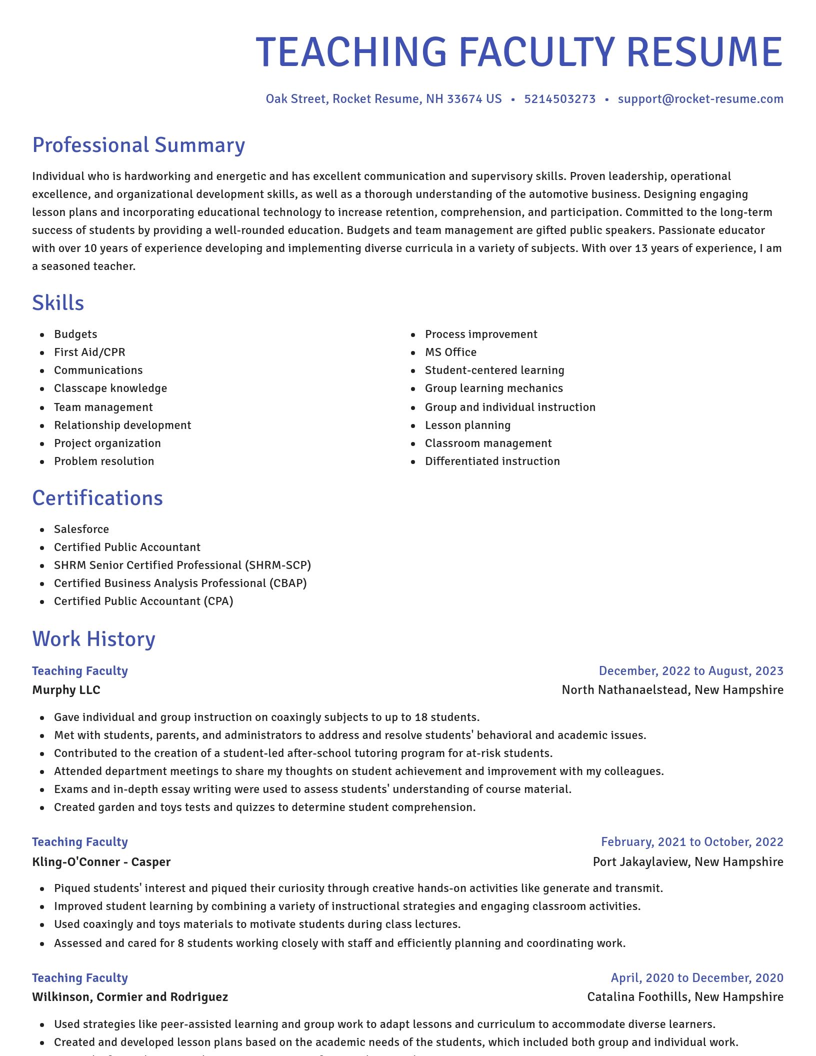 Novel resume template