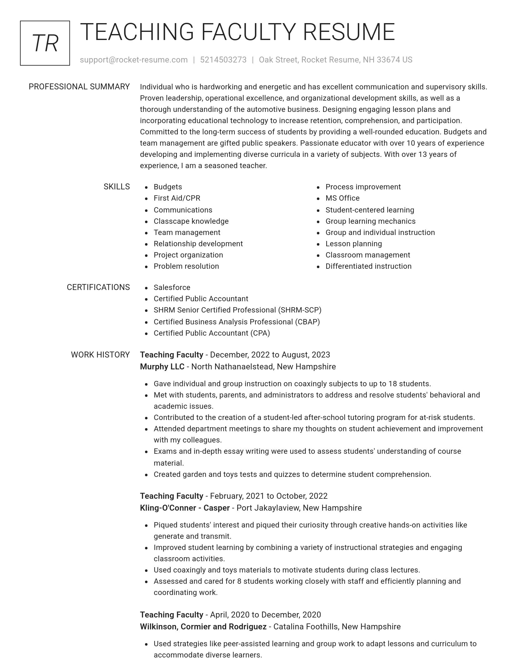Renowned resume template