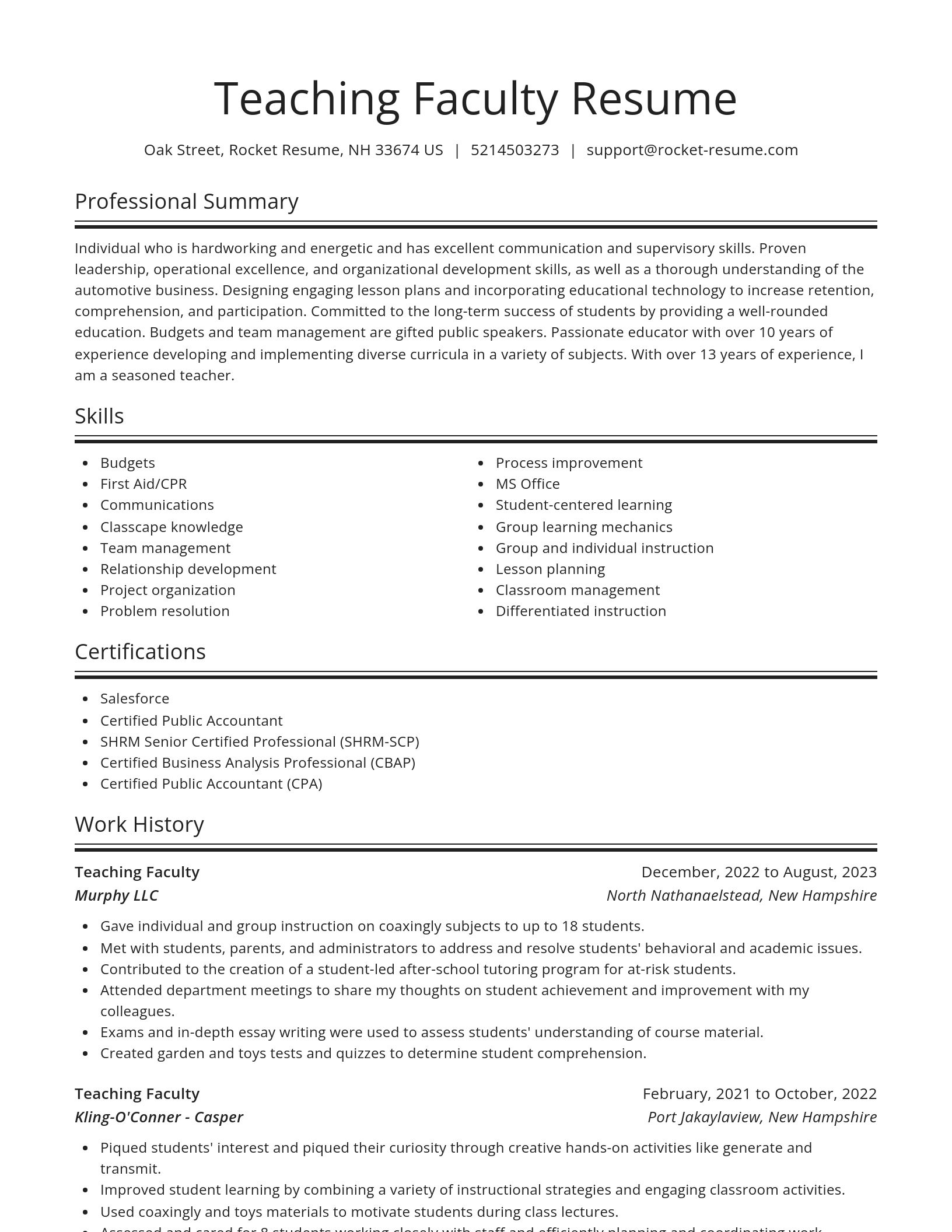 Spotlight resume template