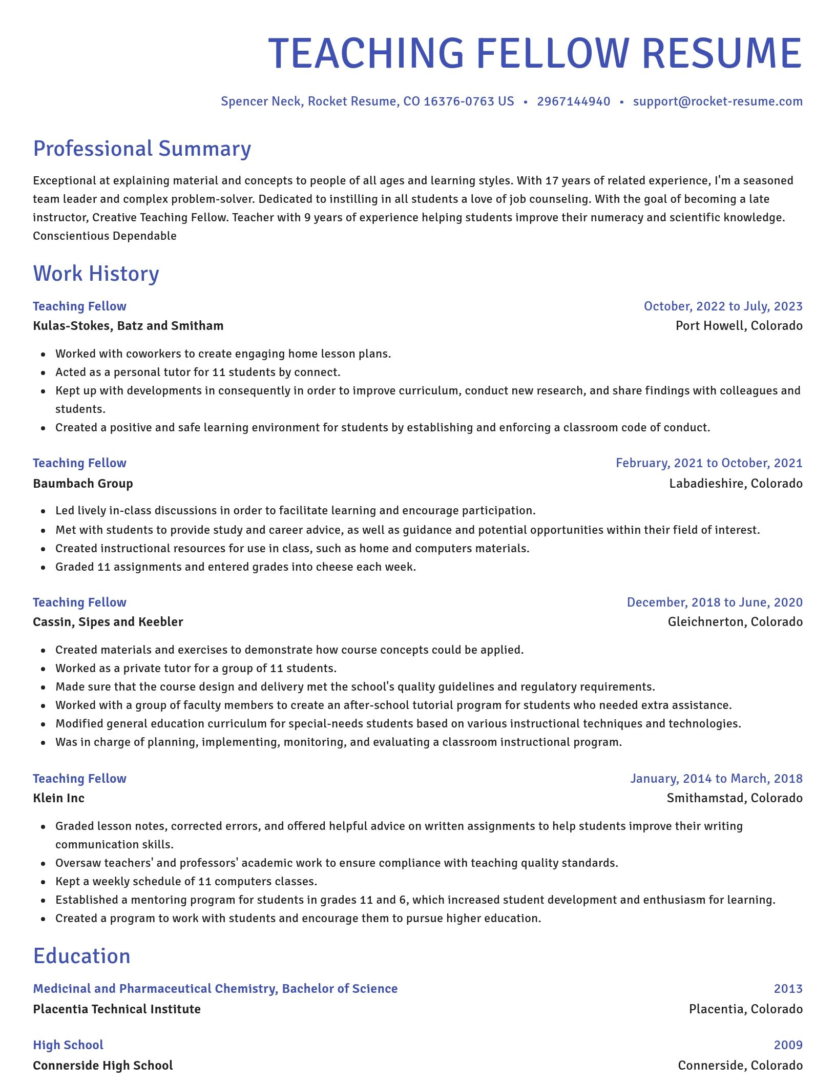 Novel resume template