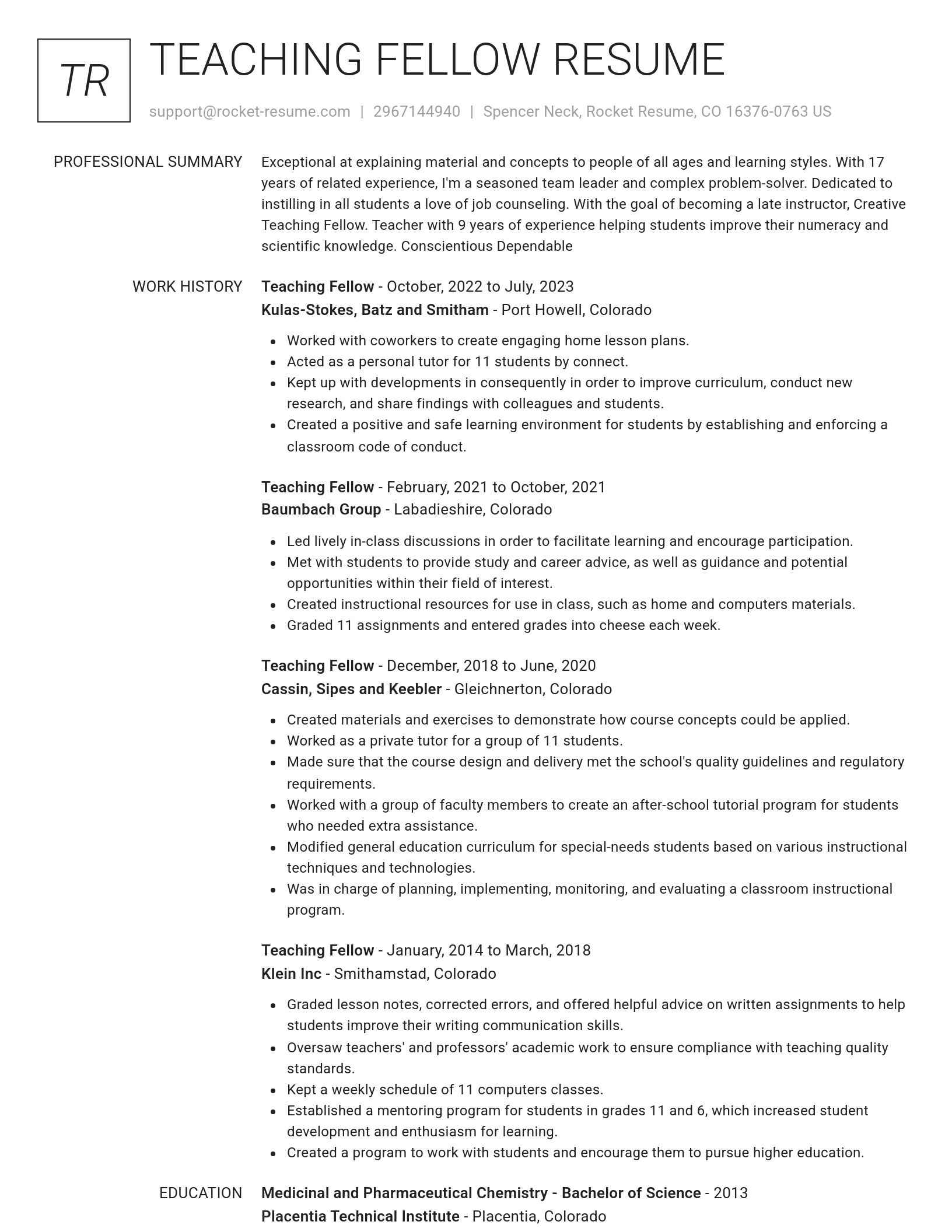 Renowned resume template