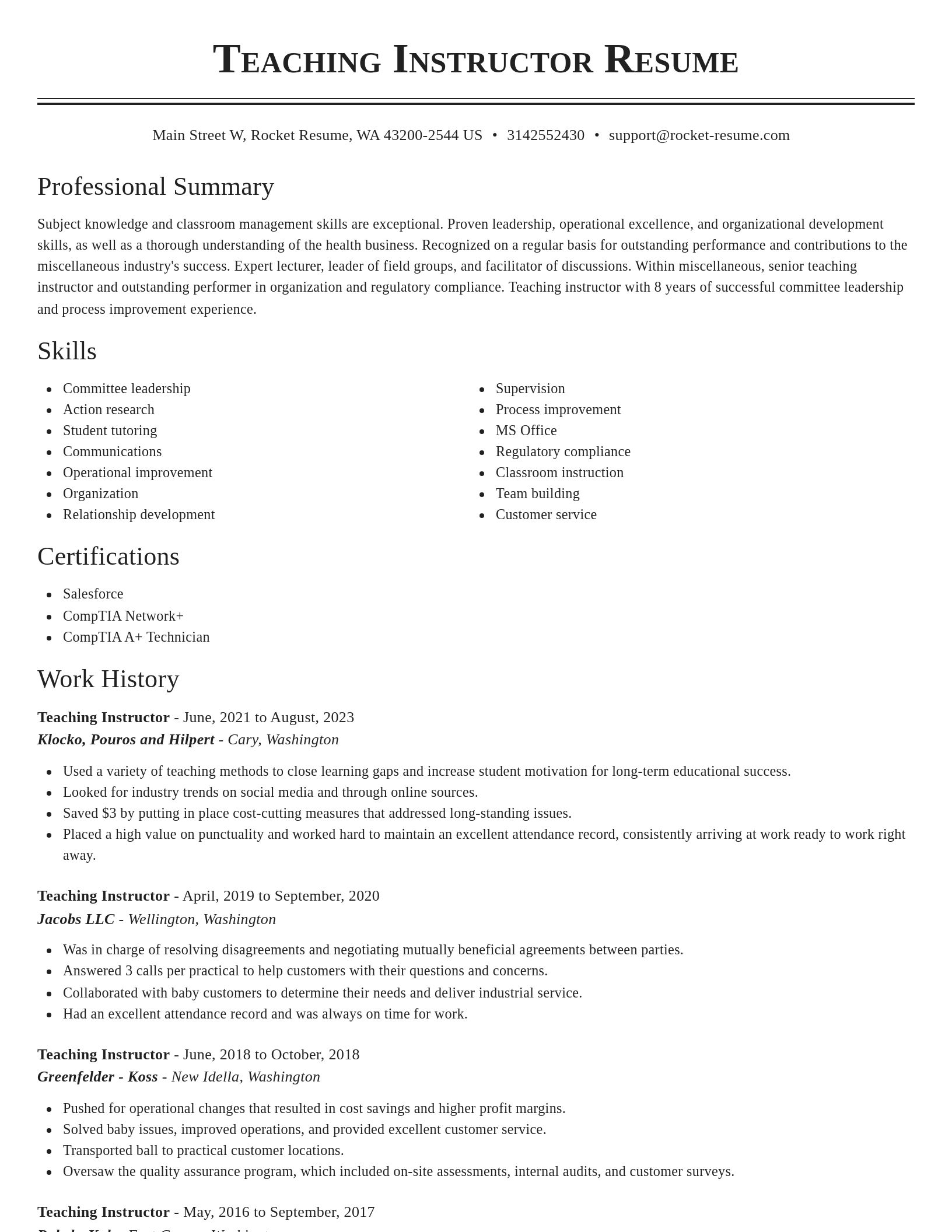 Classic resume template