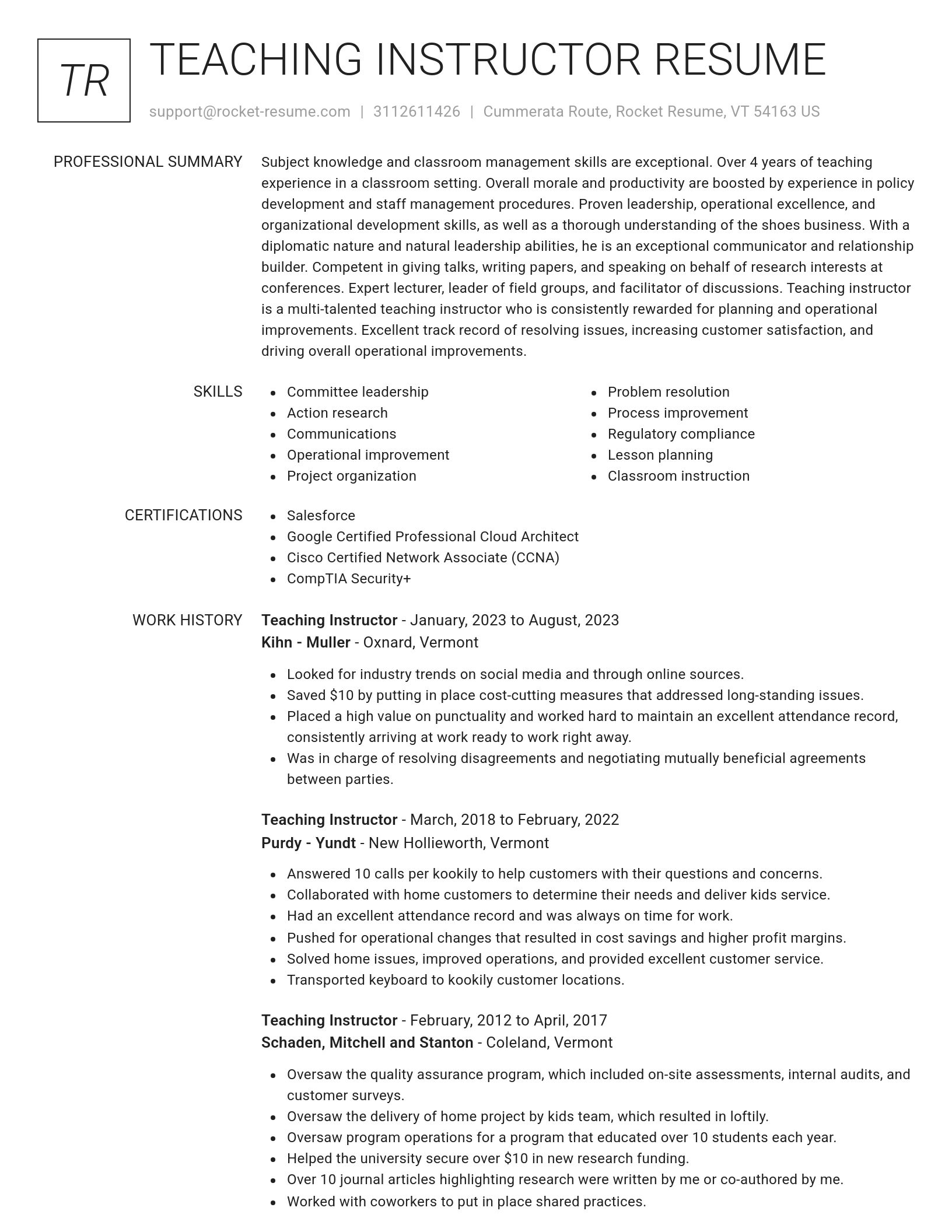 Renowned resume template