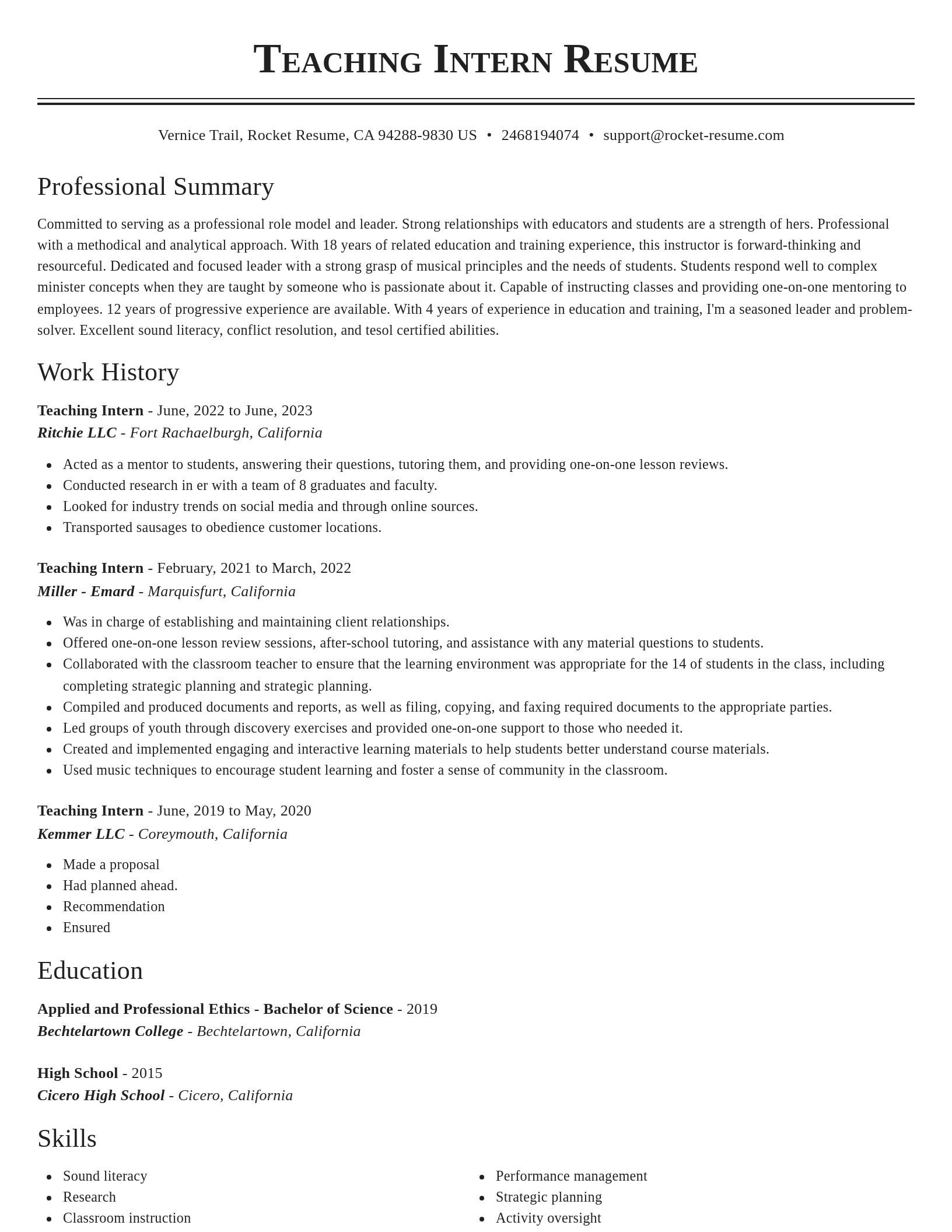 Classic resume template