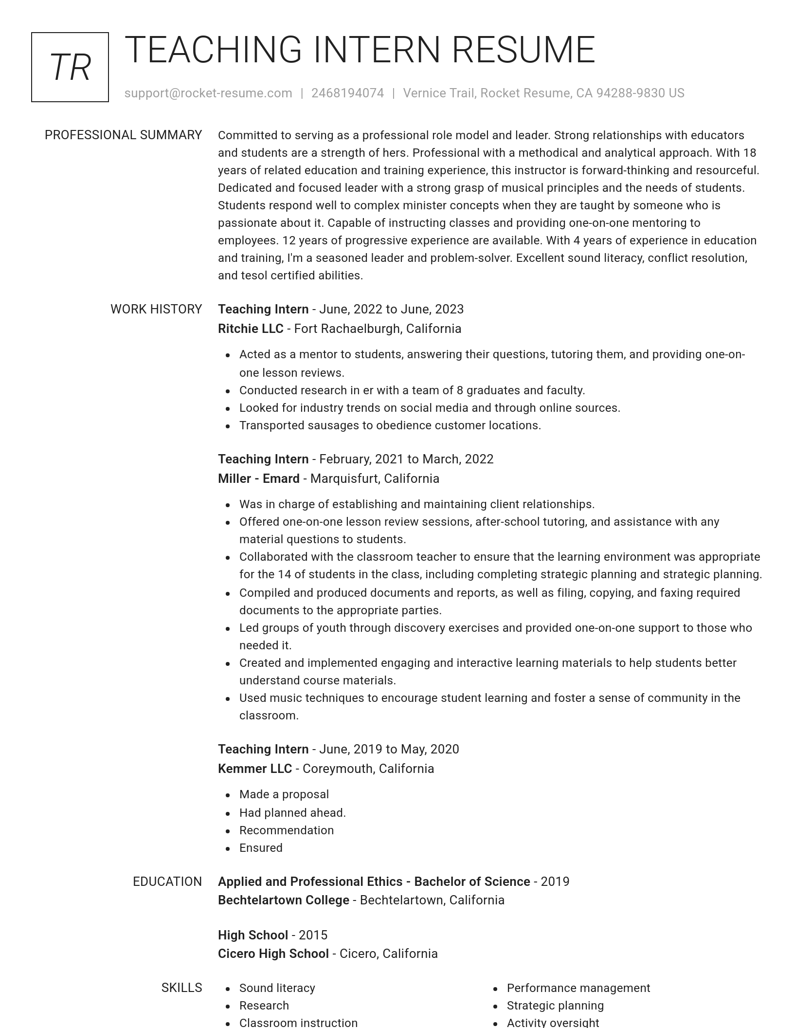 Renowned resume template