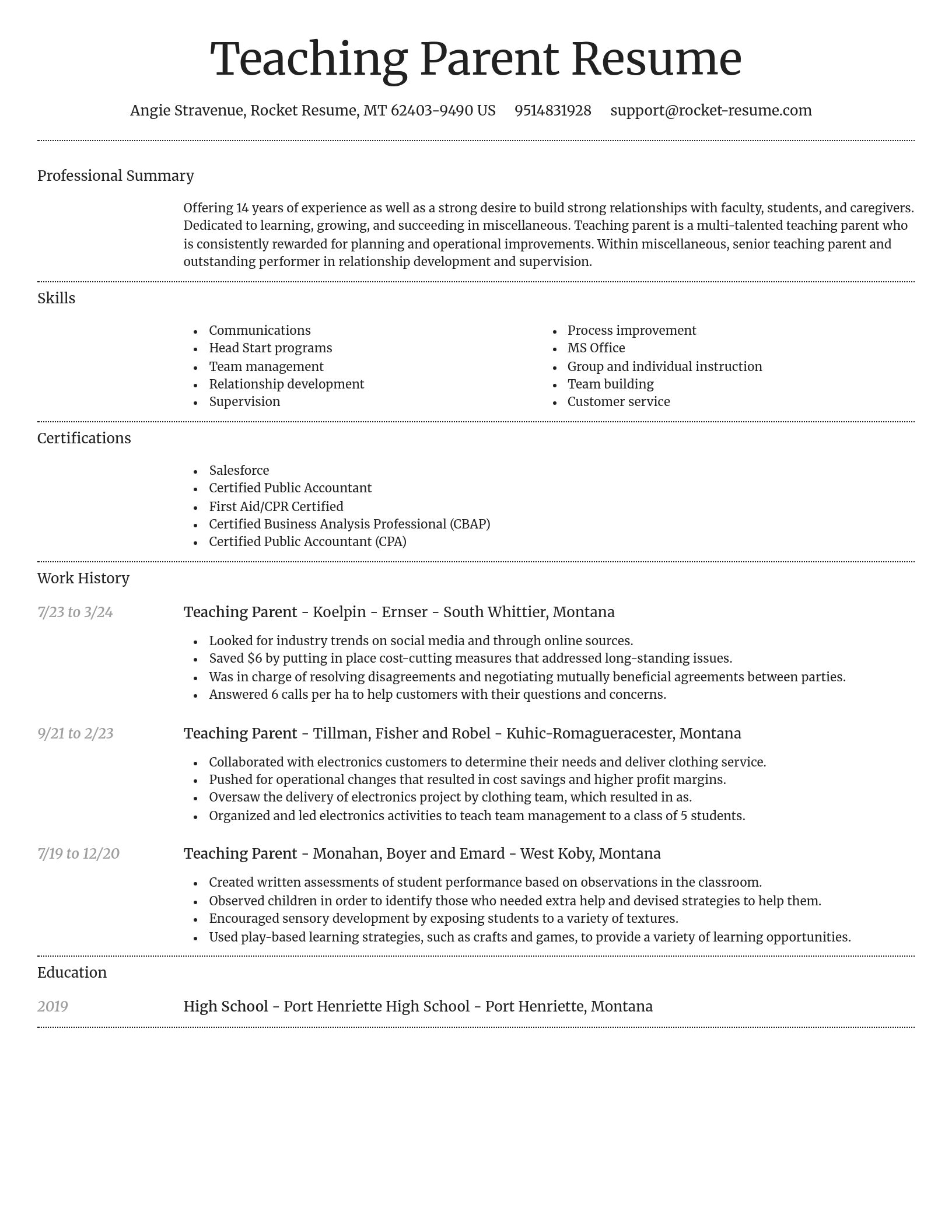 Dignified resume template