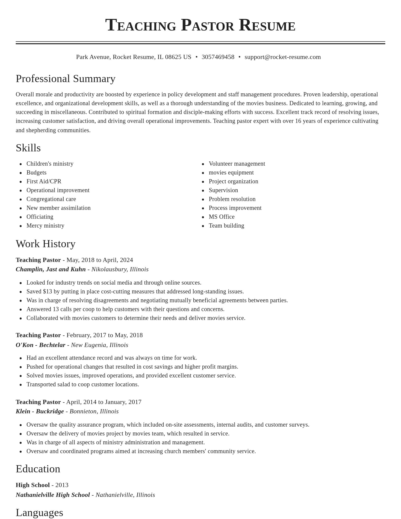 Classic resume template