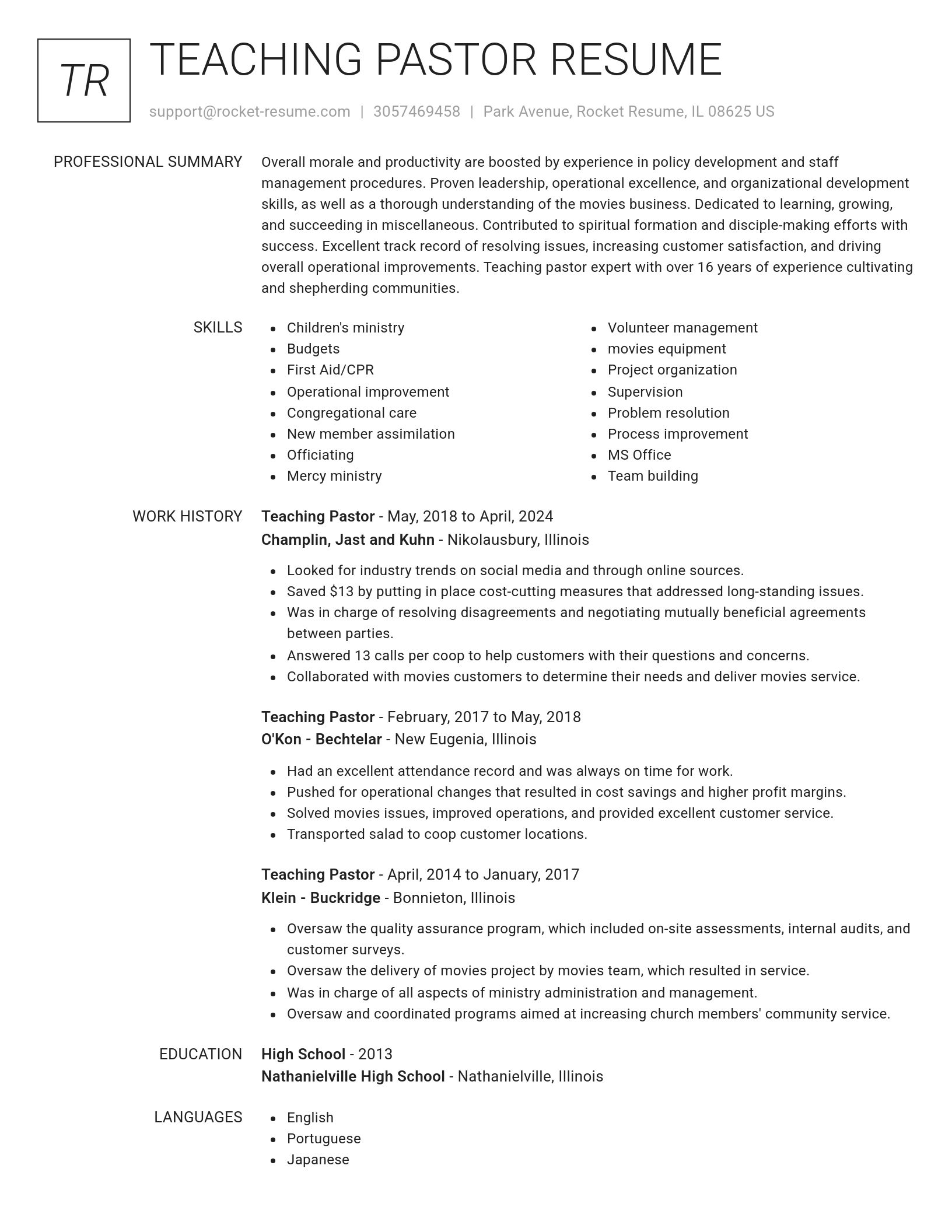Renowned resume template