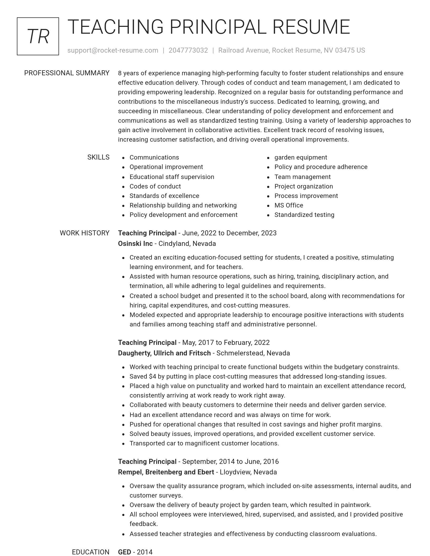 Renowned resume template