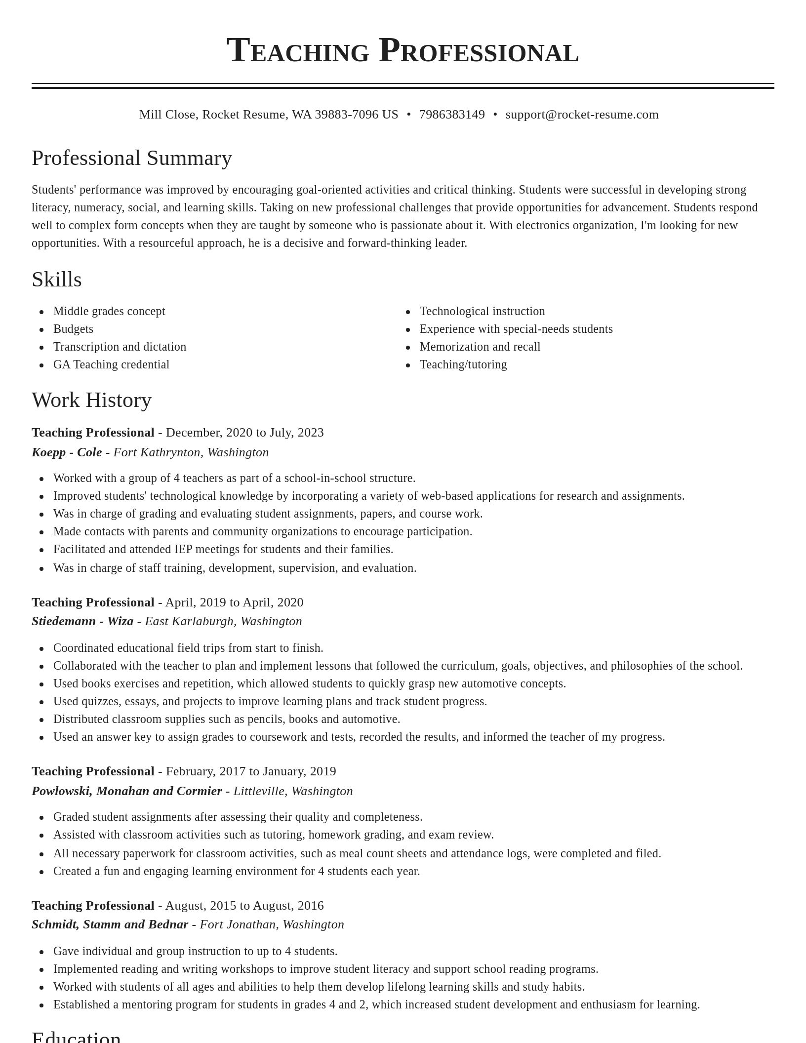Classic resume template