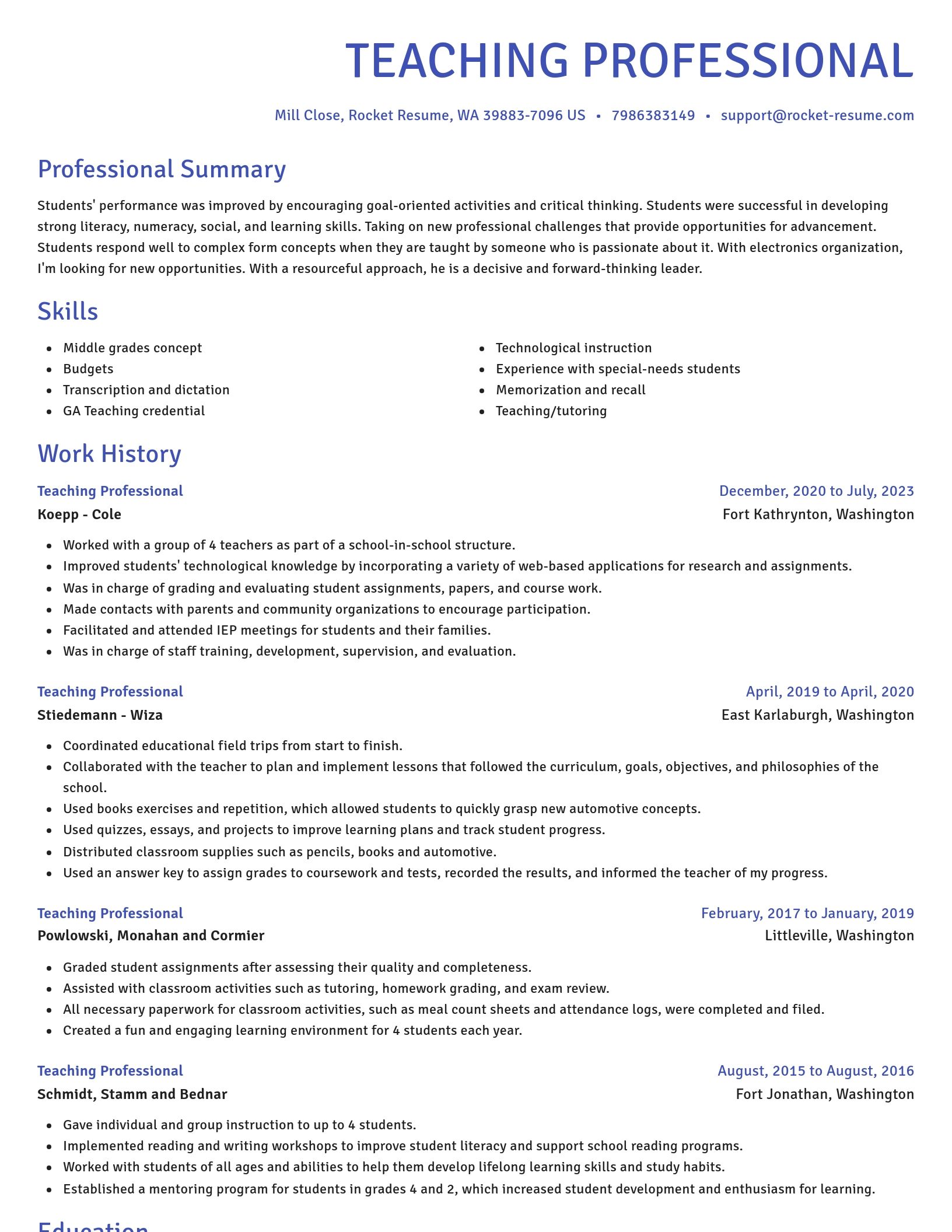 Novel resume template