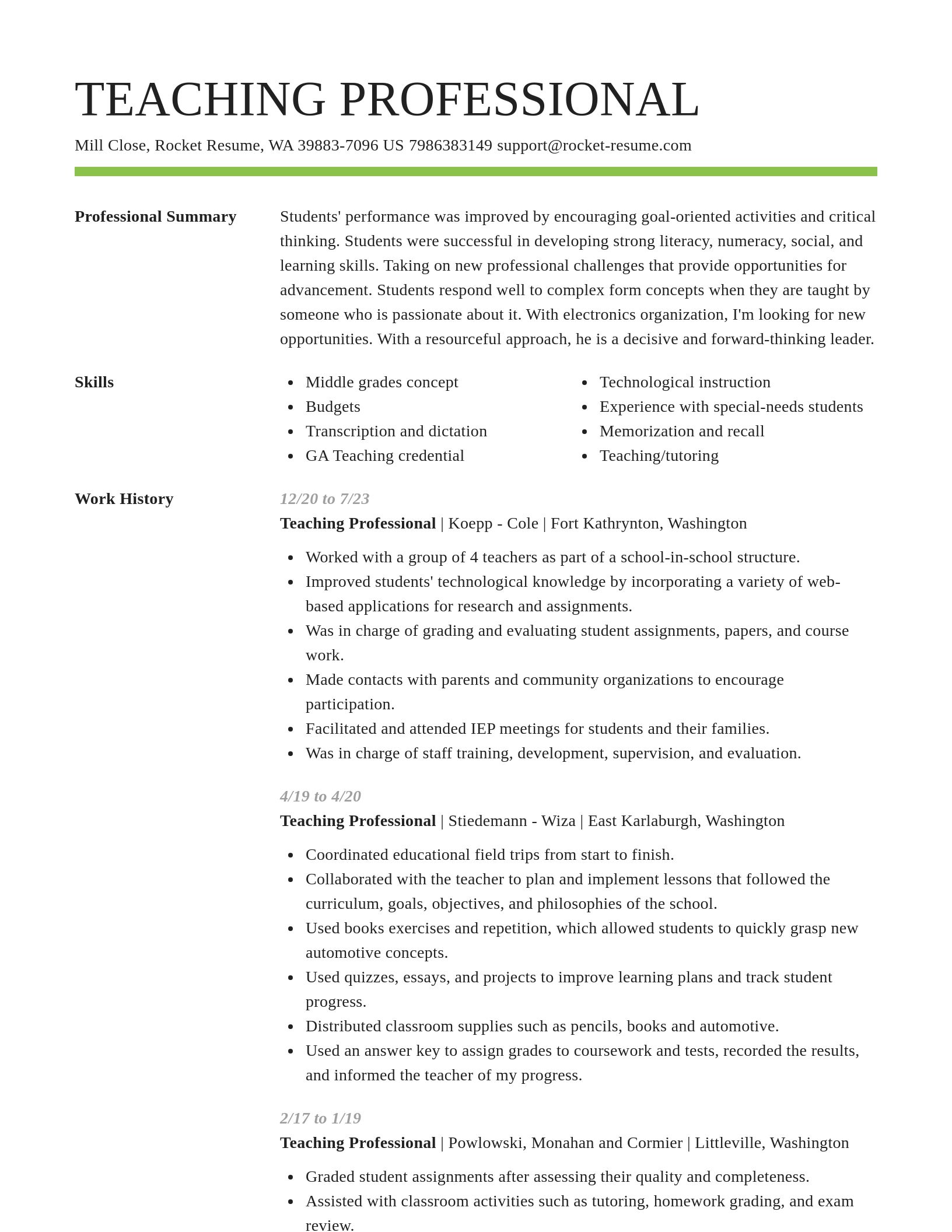 Smart resume template