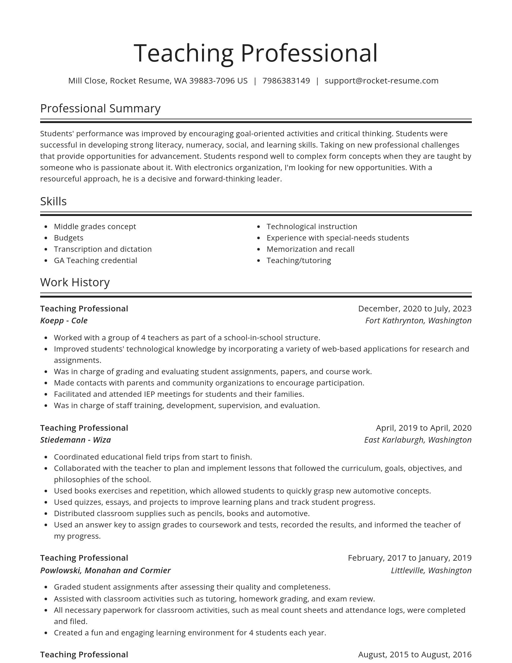 Spotlight resume template