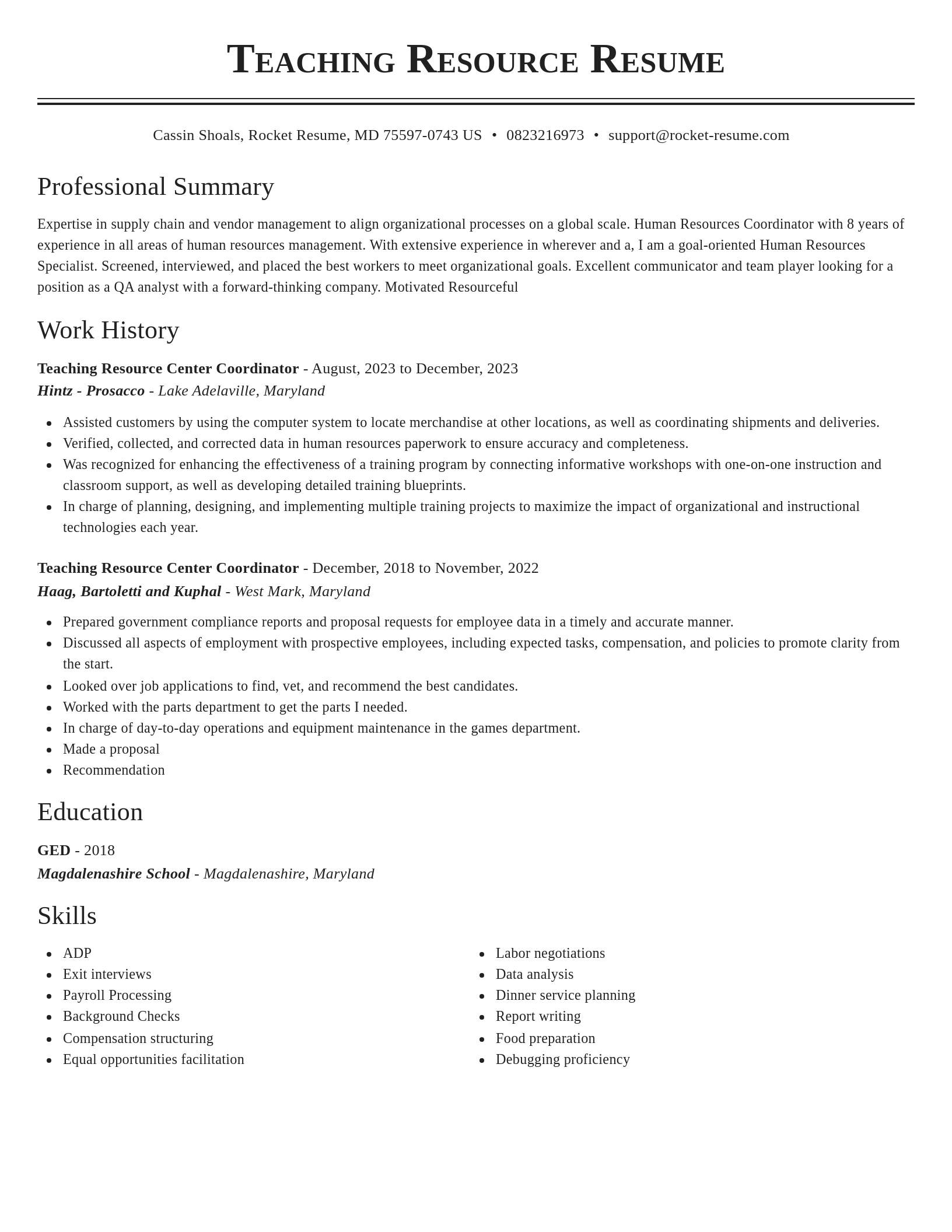 Classic resume template