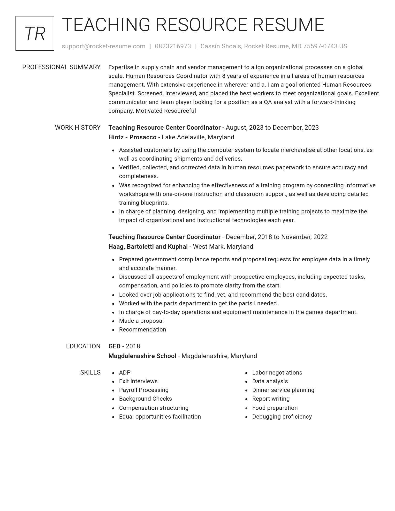 Renowned resume template