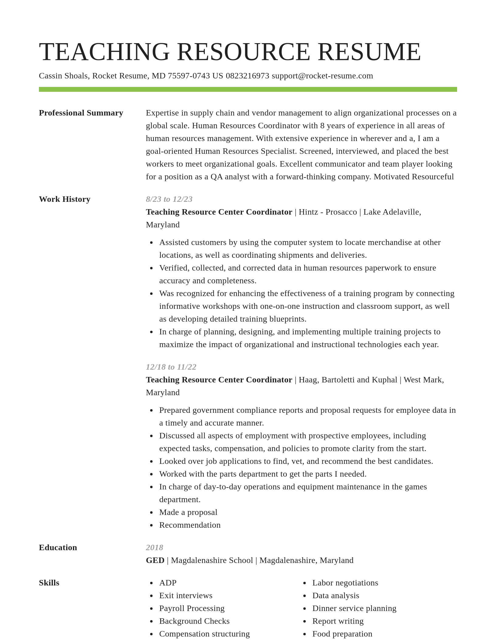 Smart resume template