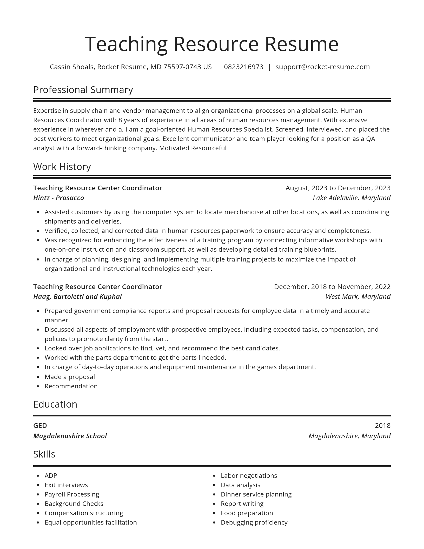 Spotlight resume template