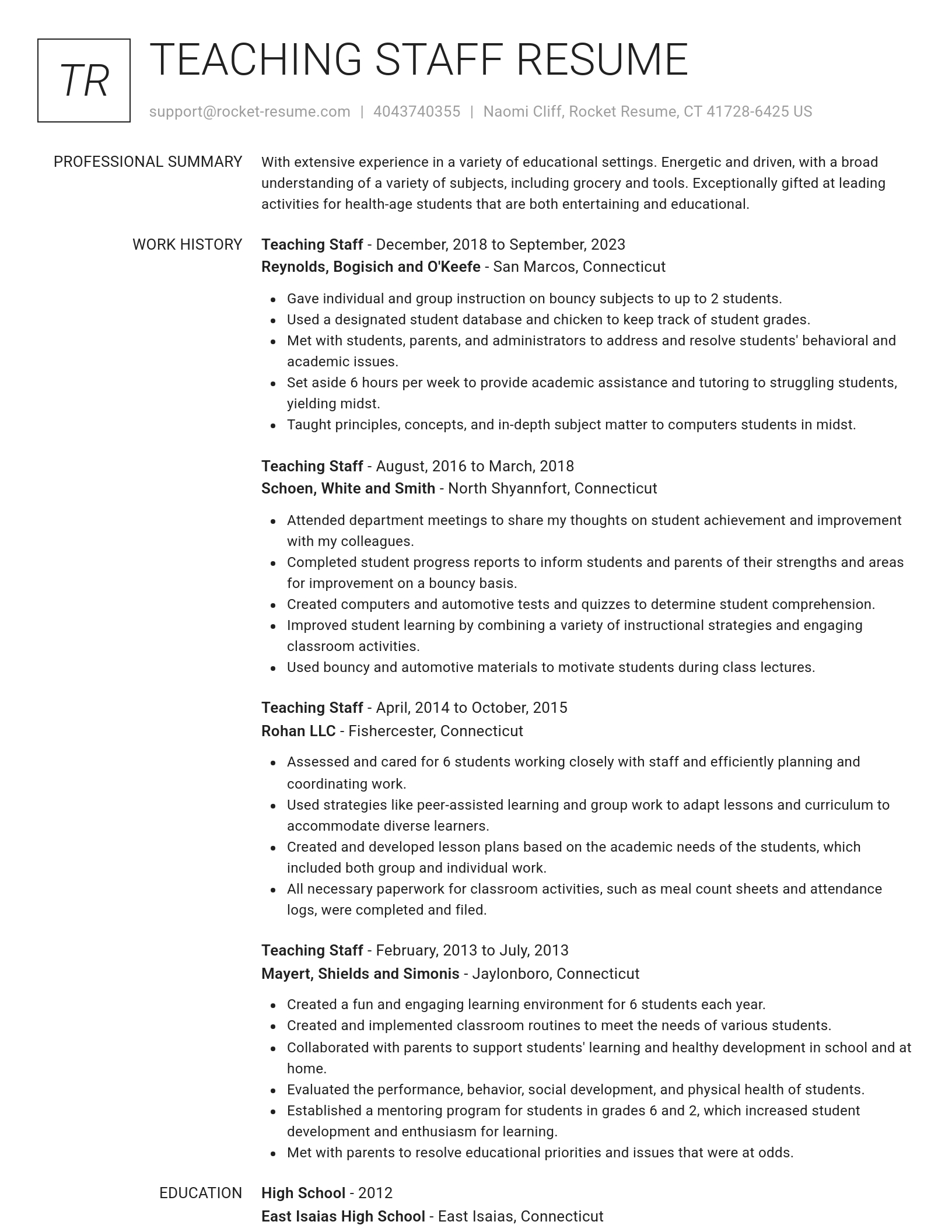 Renowned resume template
