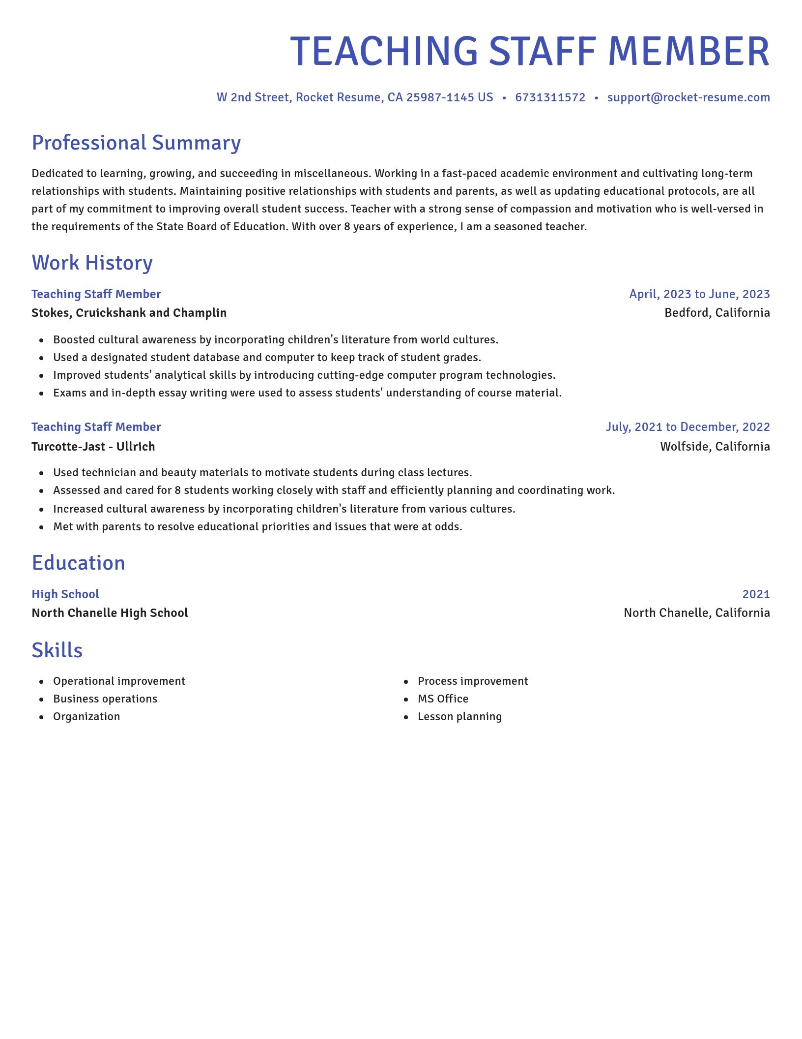 Novel resume template