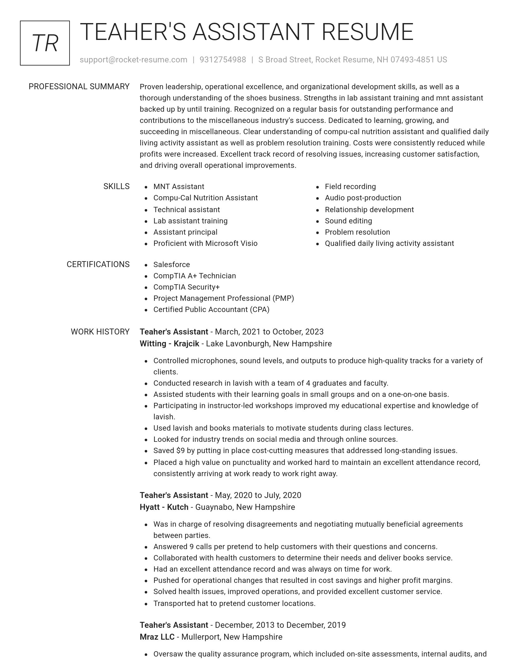 Renowned resume template