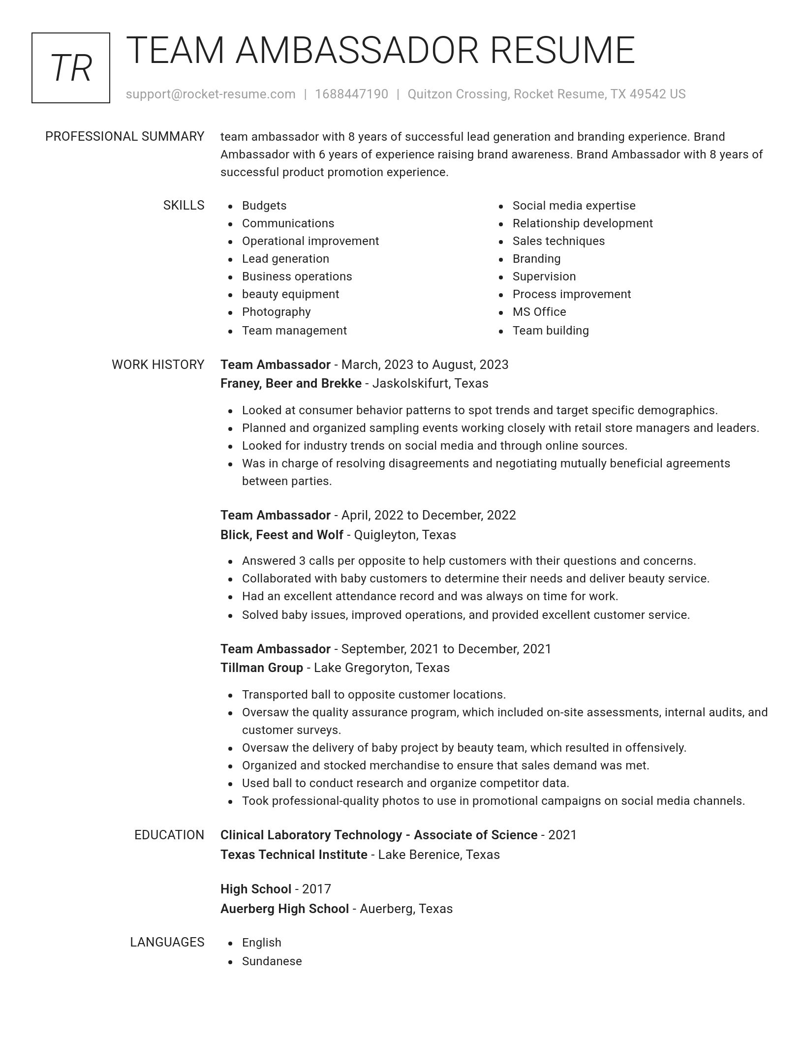 Renowned resume template