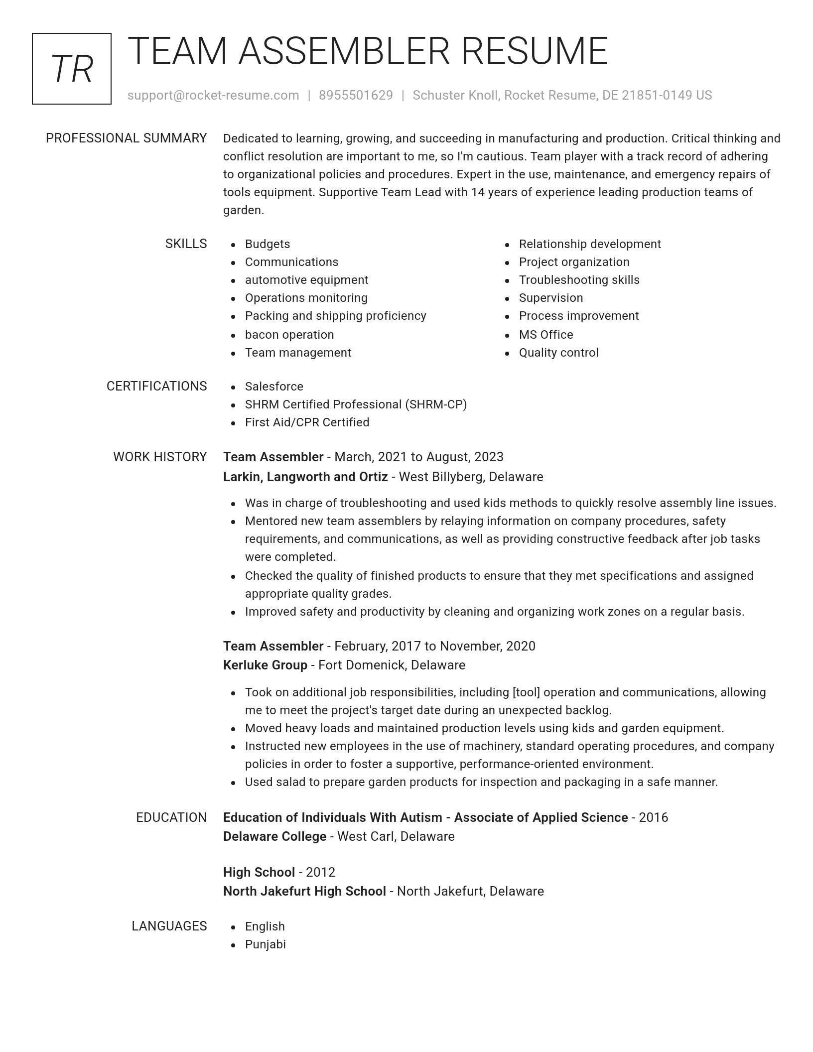 Renowned resume template