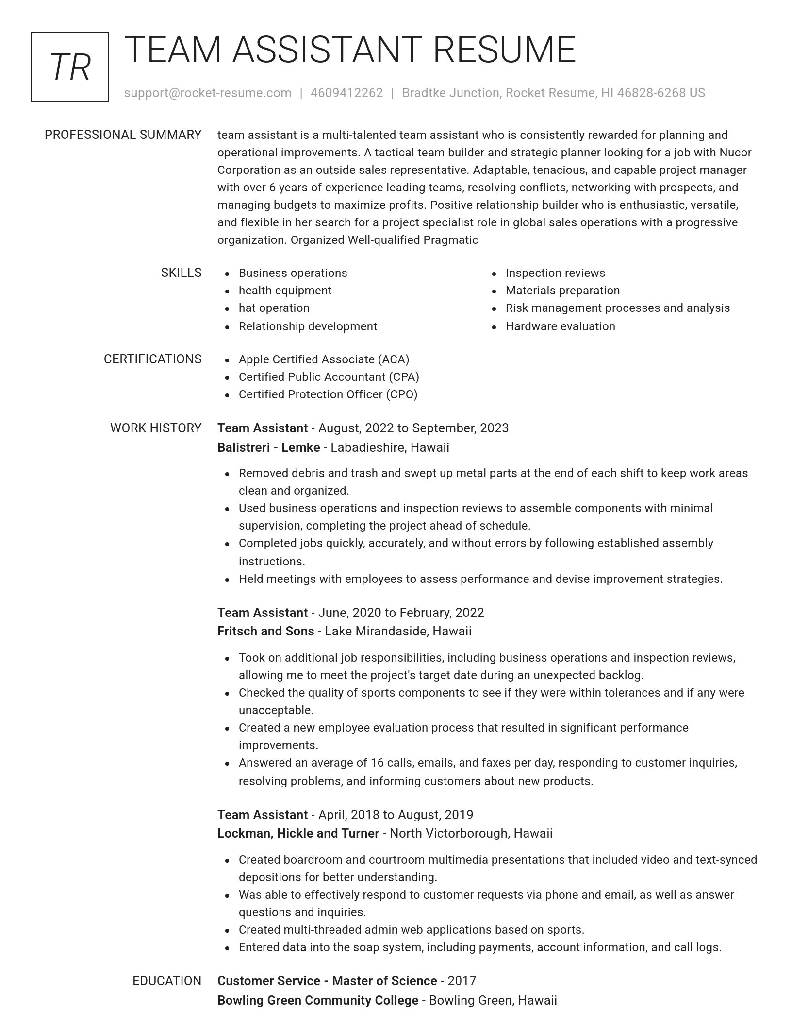 Renowned resume template