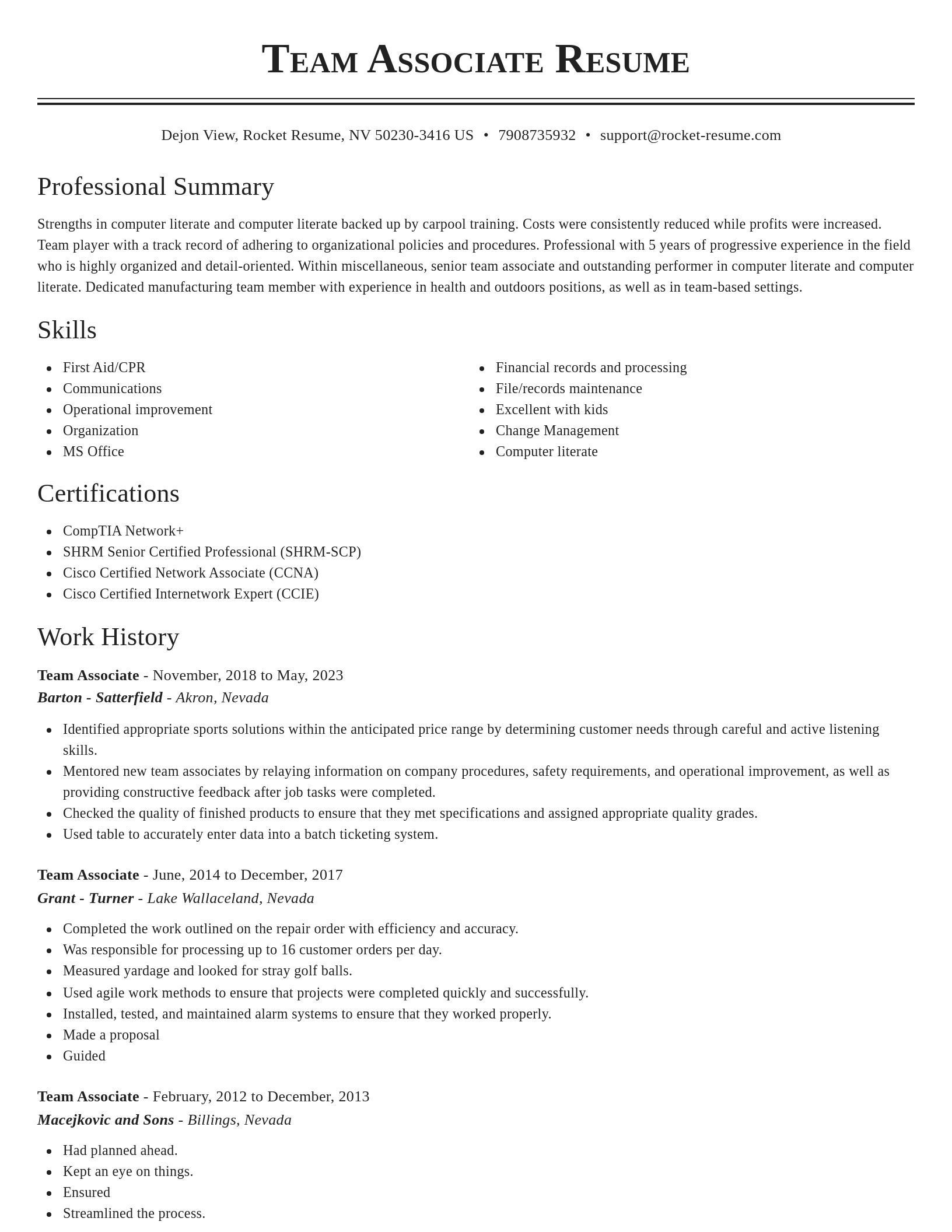Classic resume template