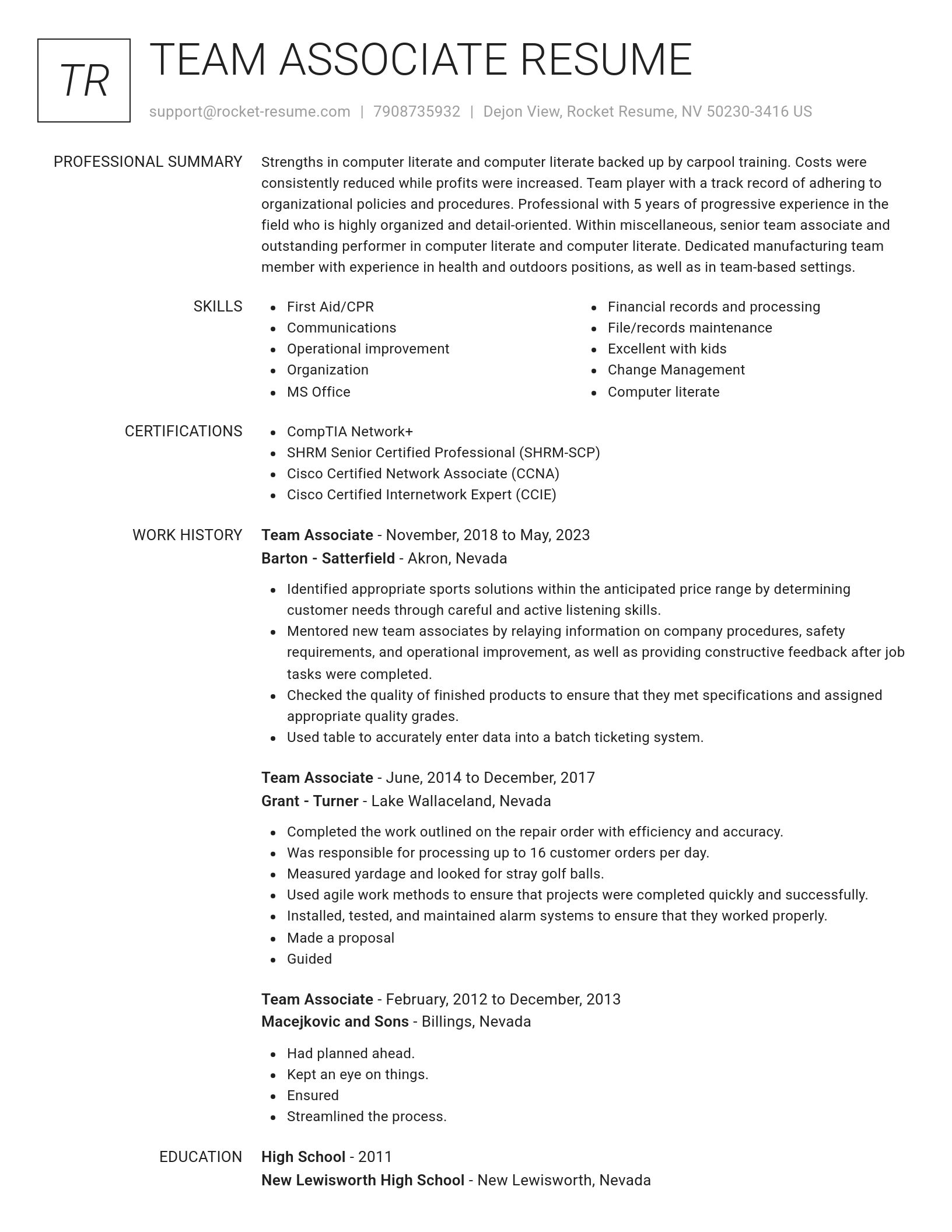 Renowned resume template