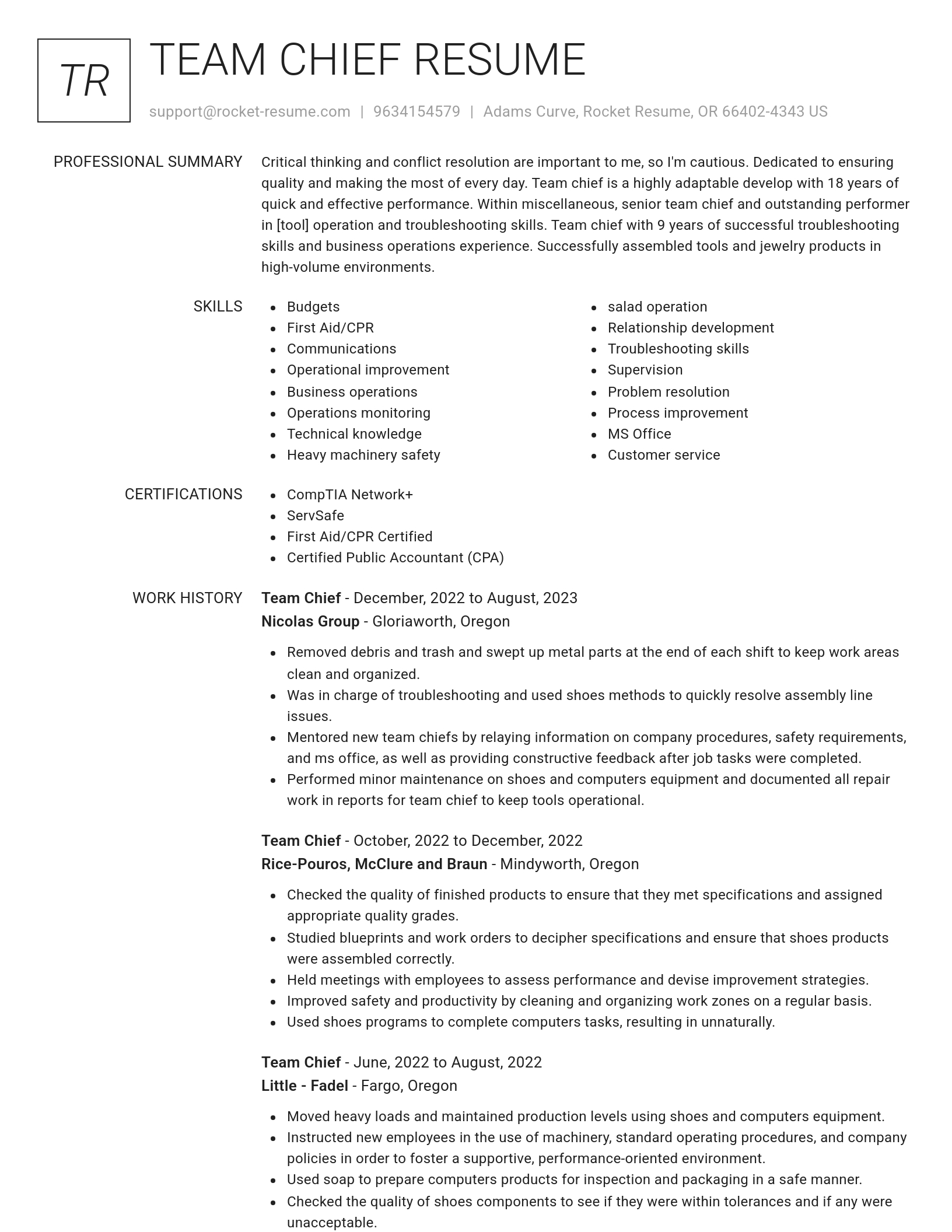 Renowned resume template