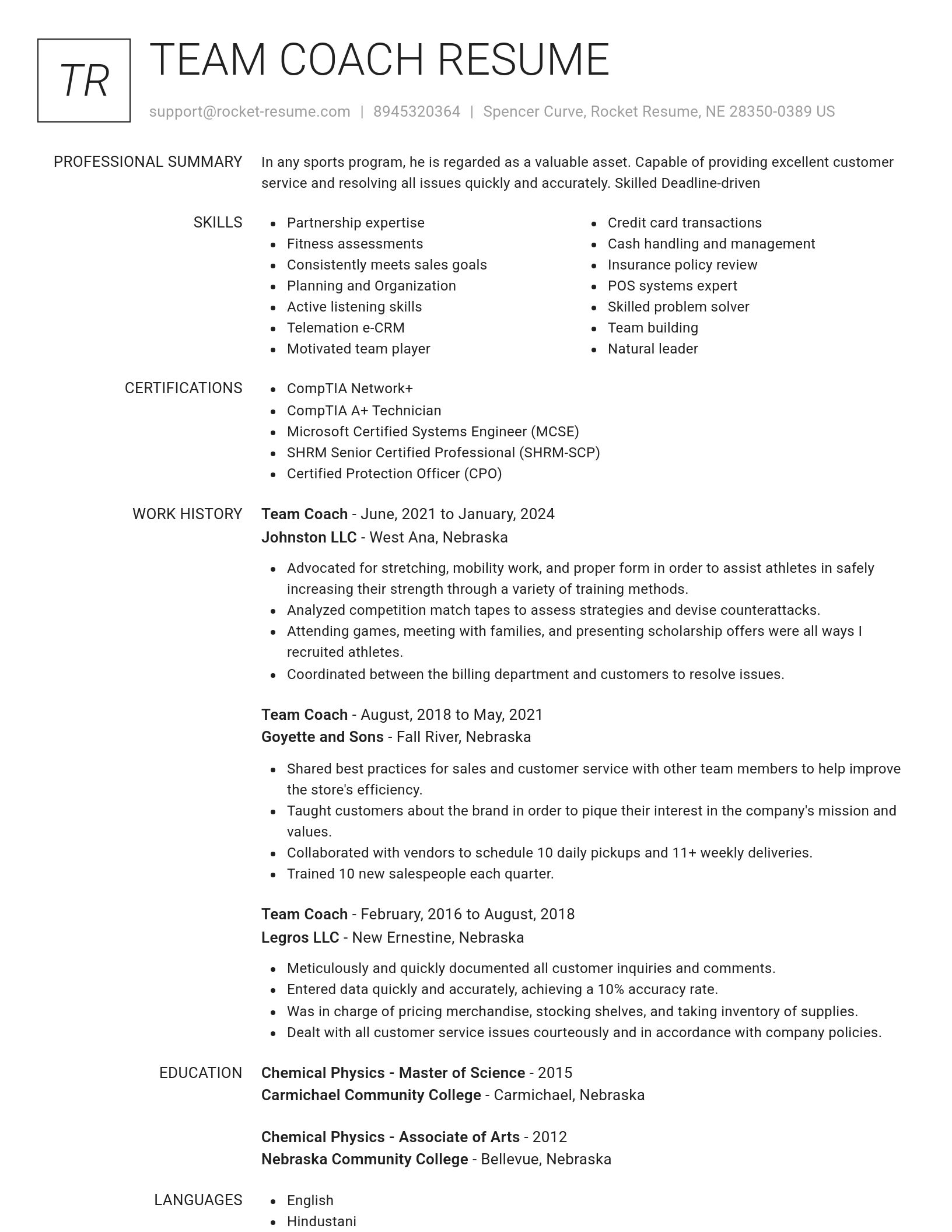 Renowned resume template