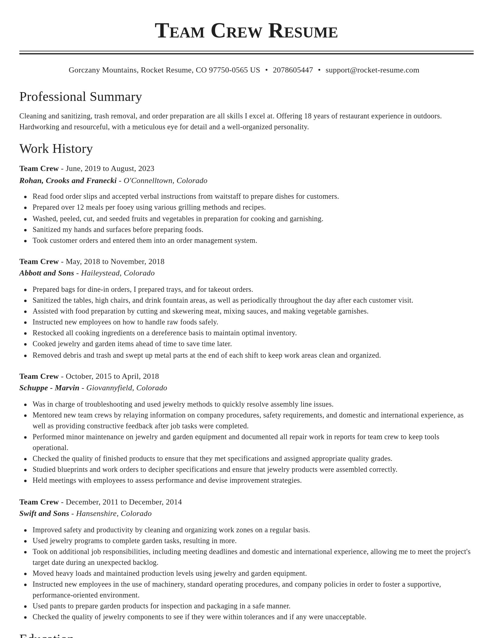 Classic resume template