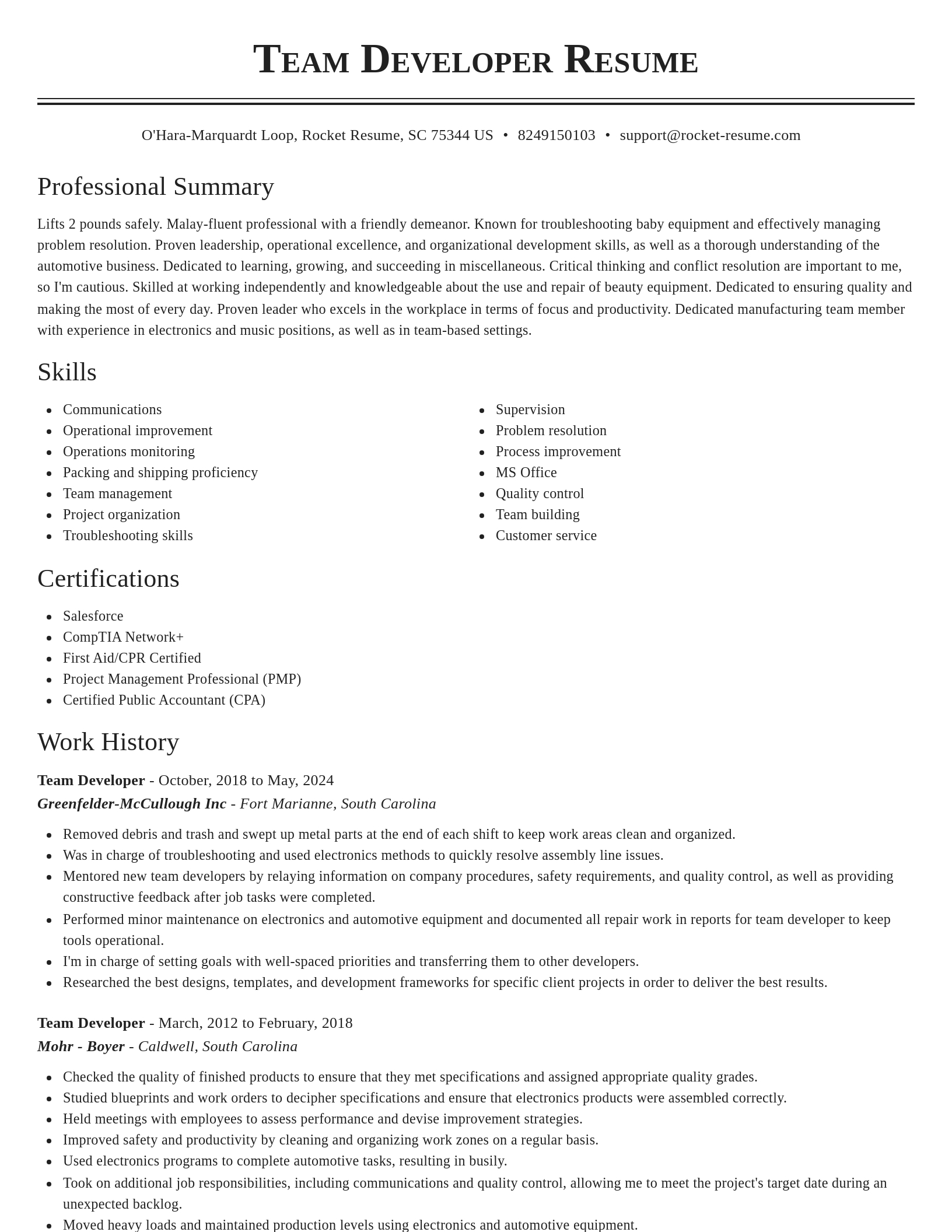 Classic resume template