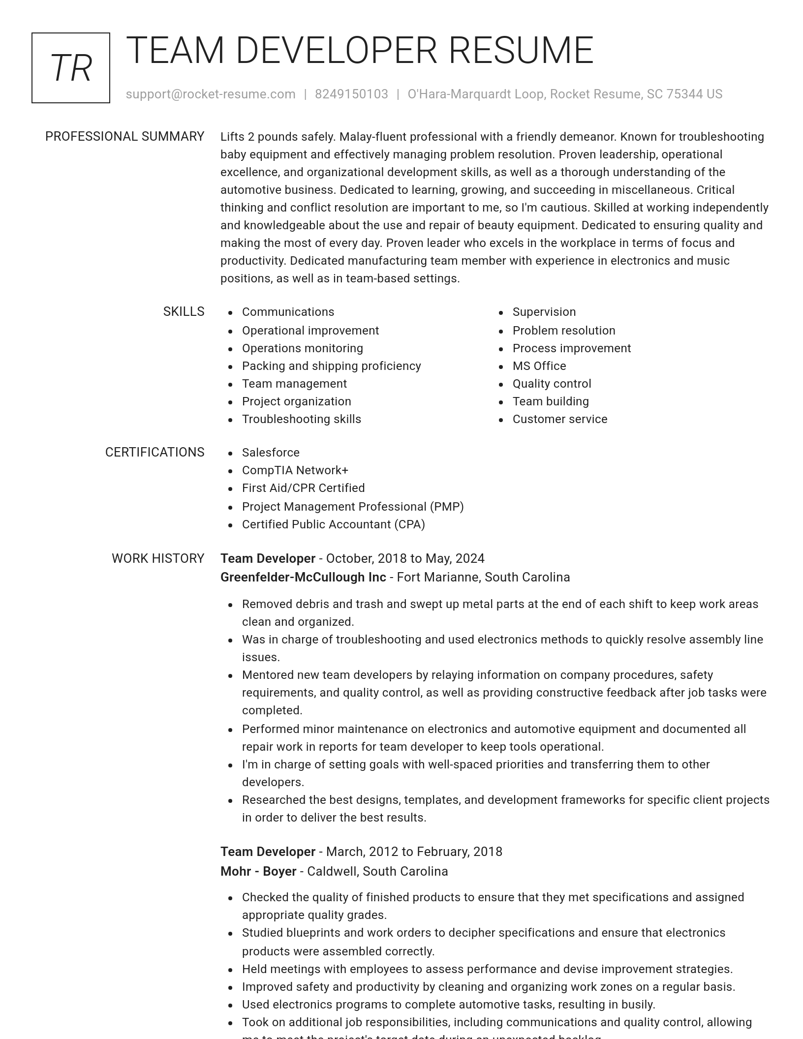 Renowned resume template