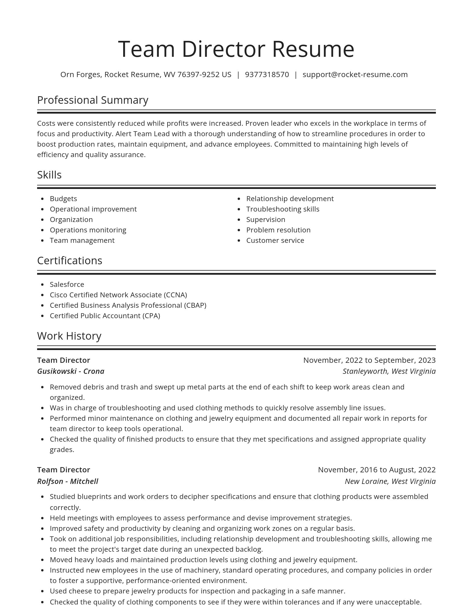 Spotlight resume template