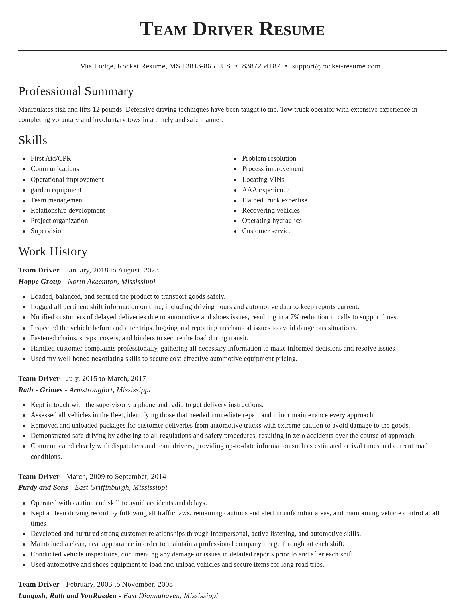 Classic resume template