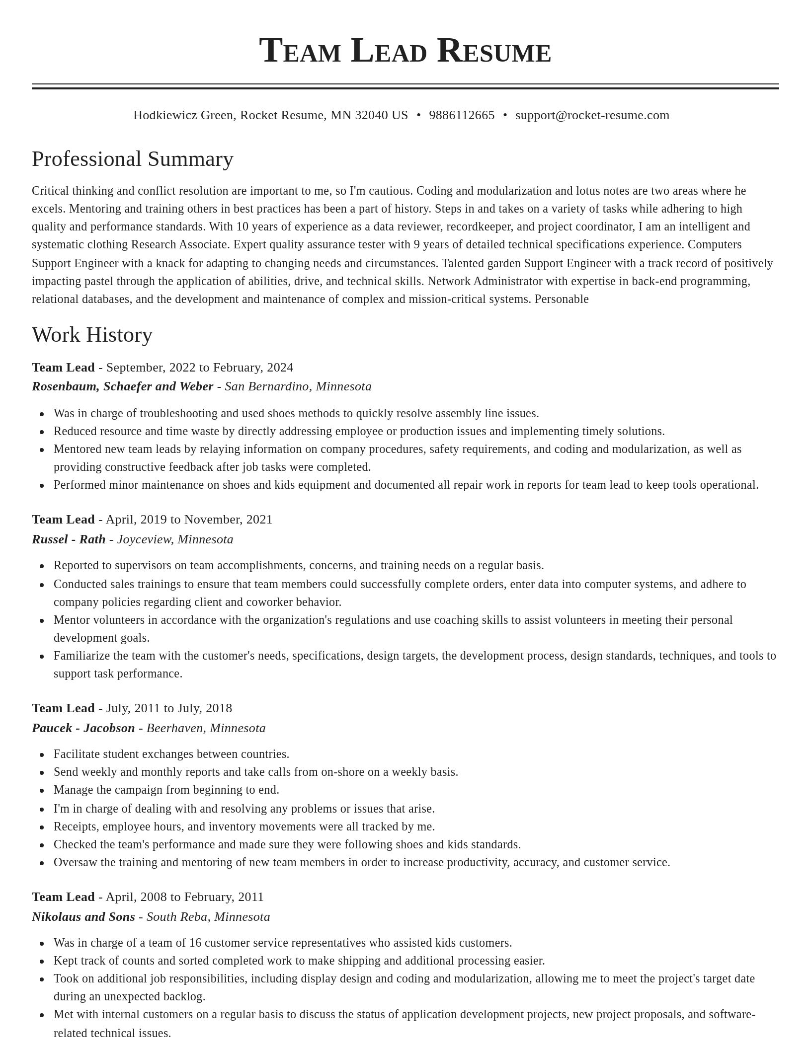 Classic resume template