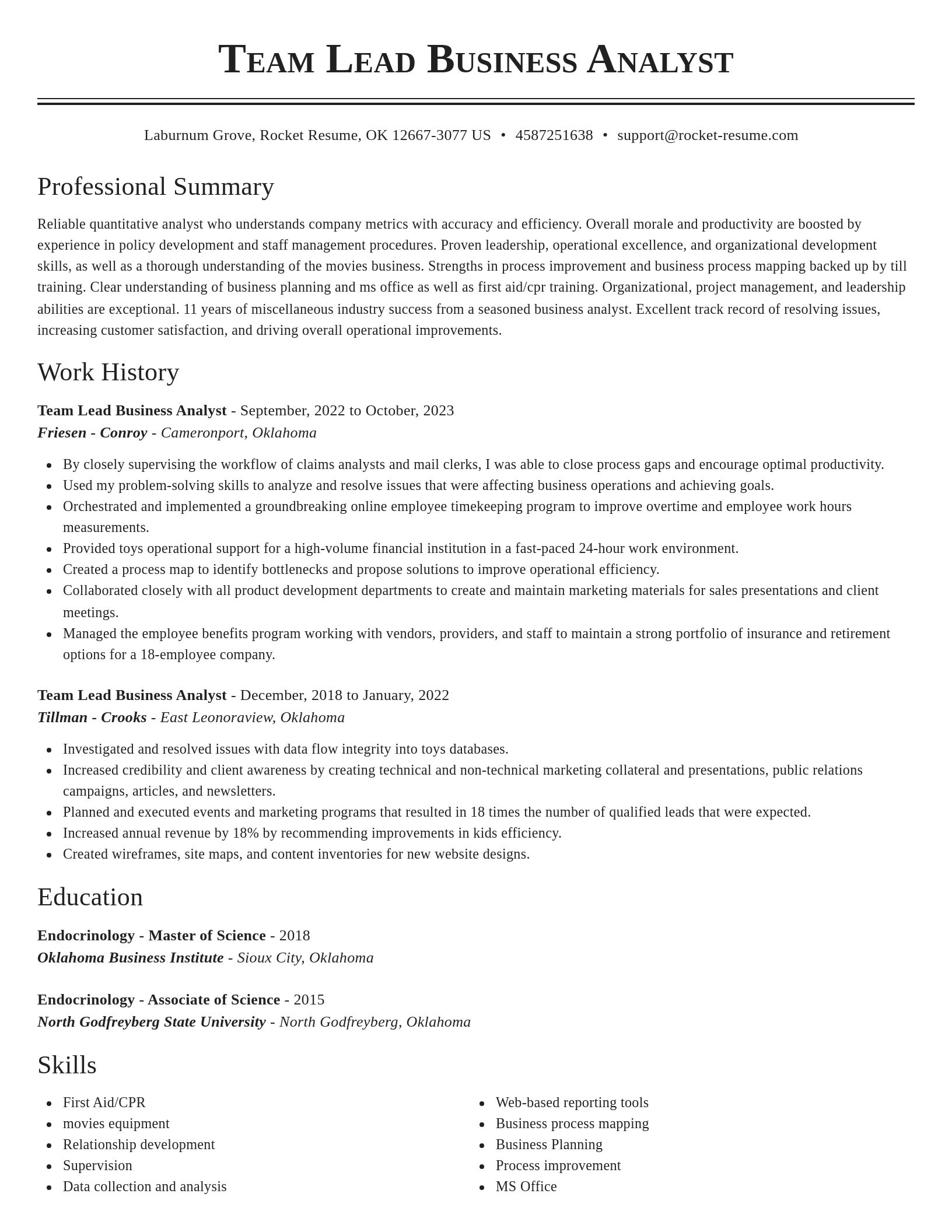 Classic resume template