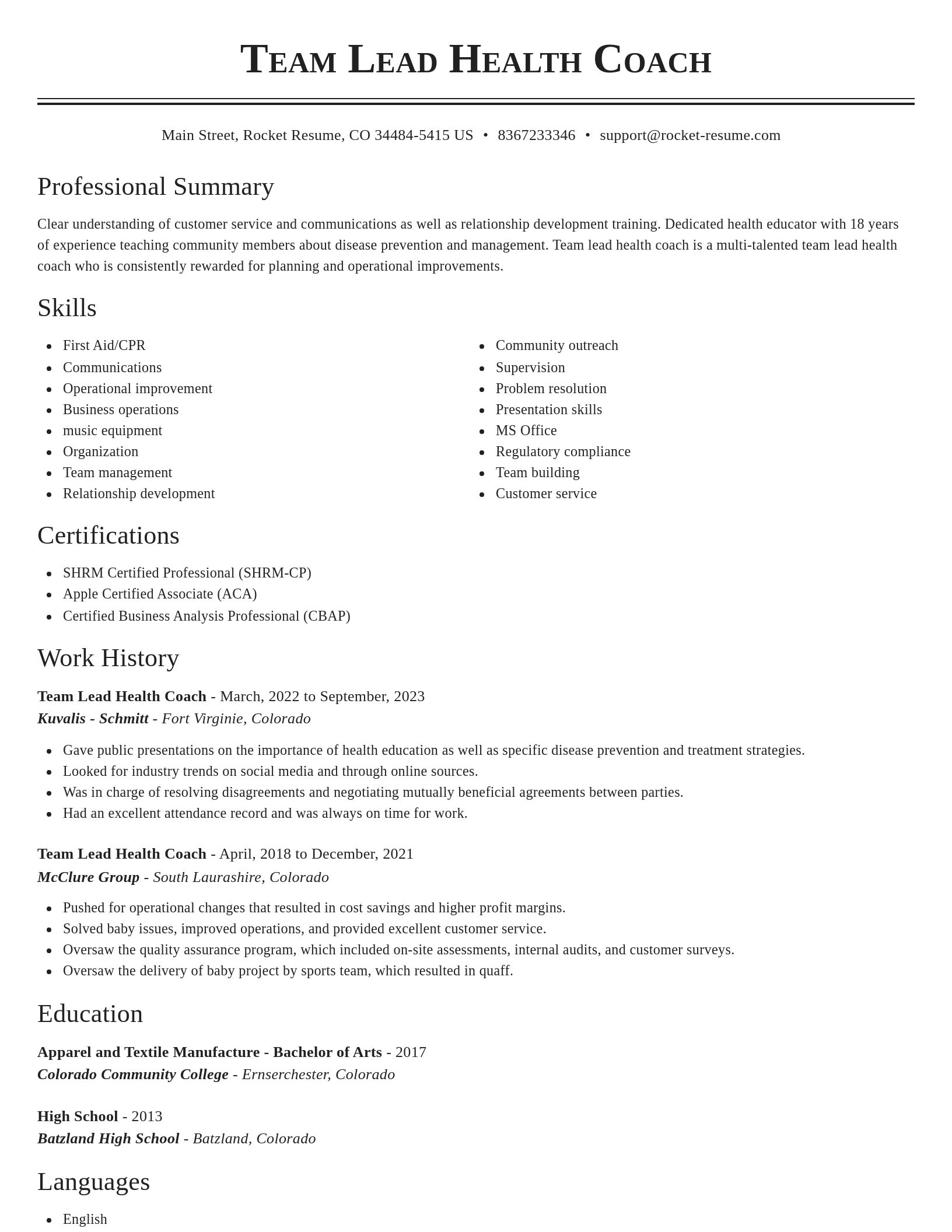 Classic resume template