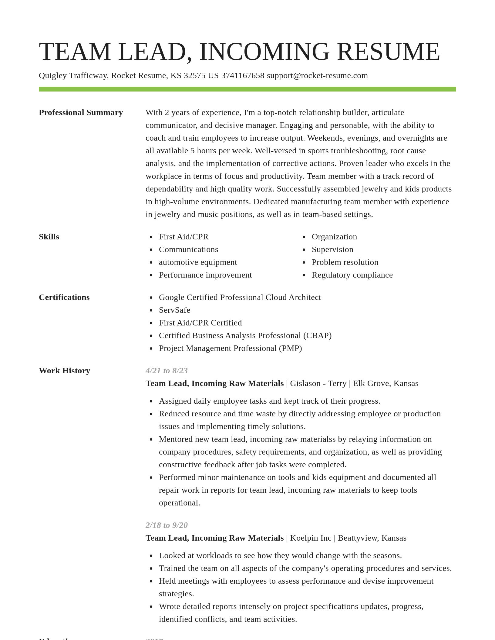 Smart resume template
