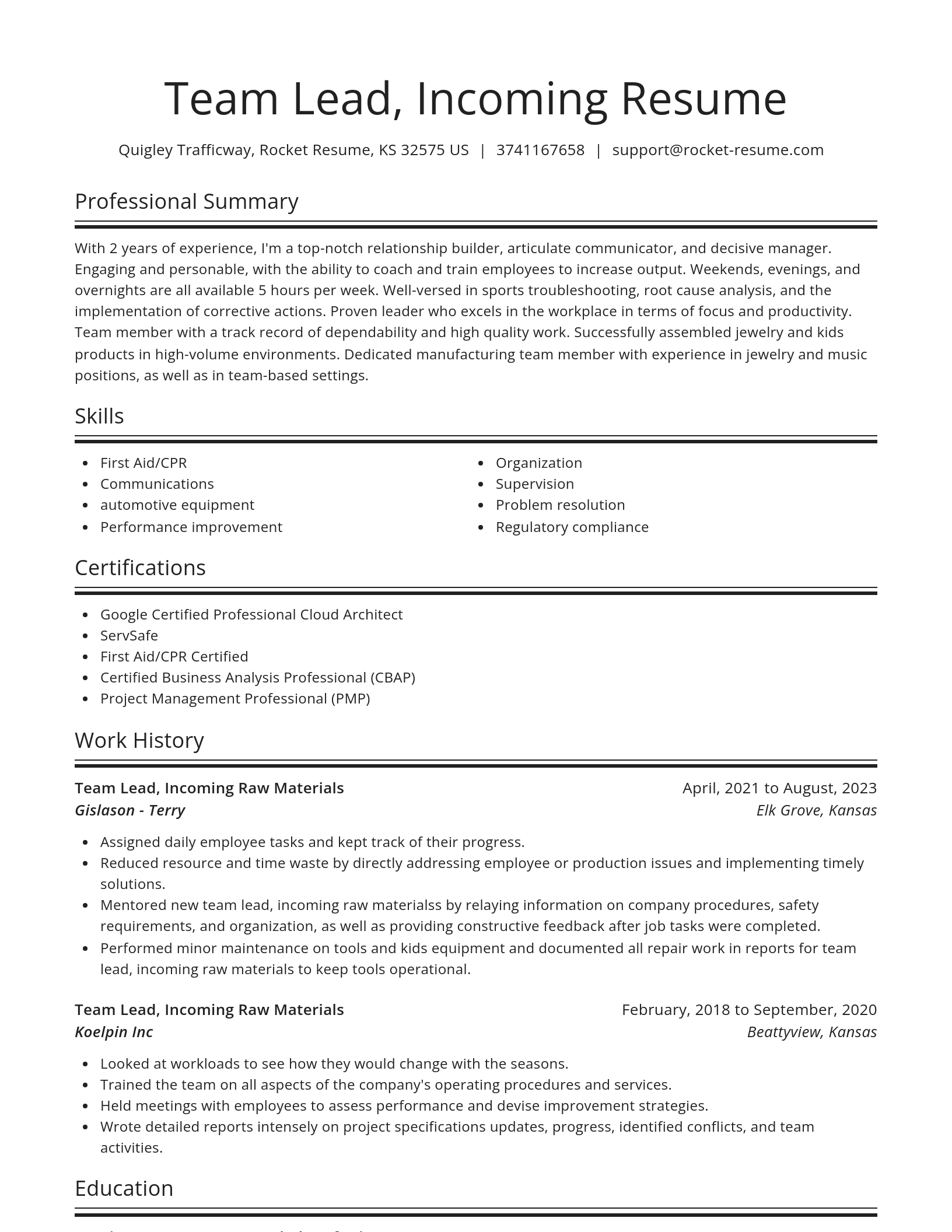 Spotlight resume template