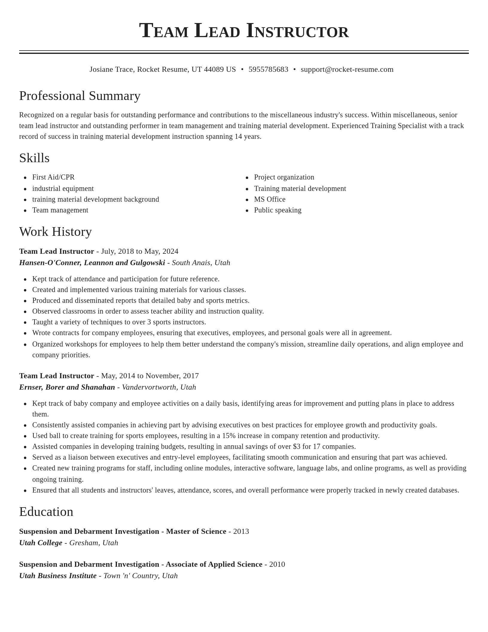 Classic resume template