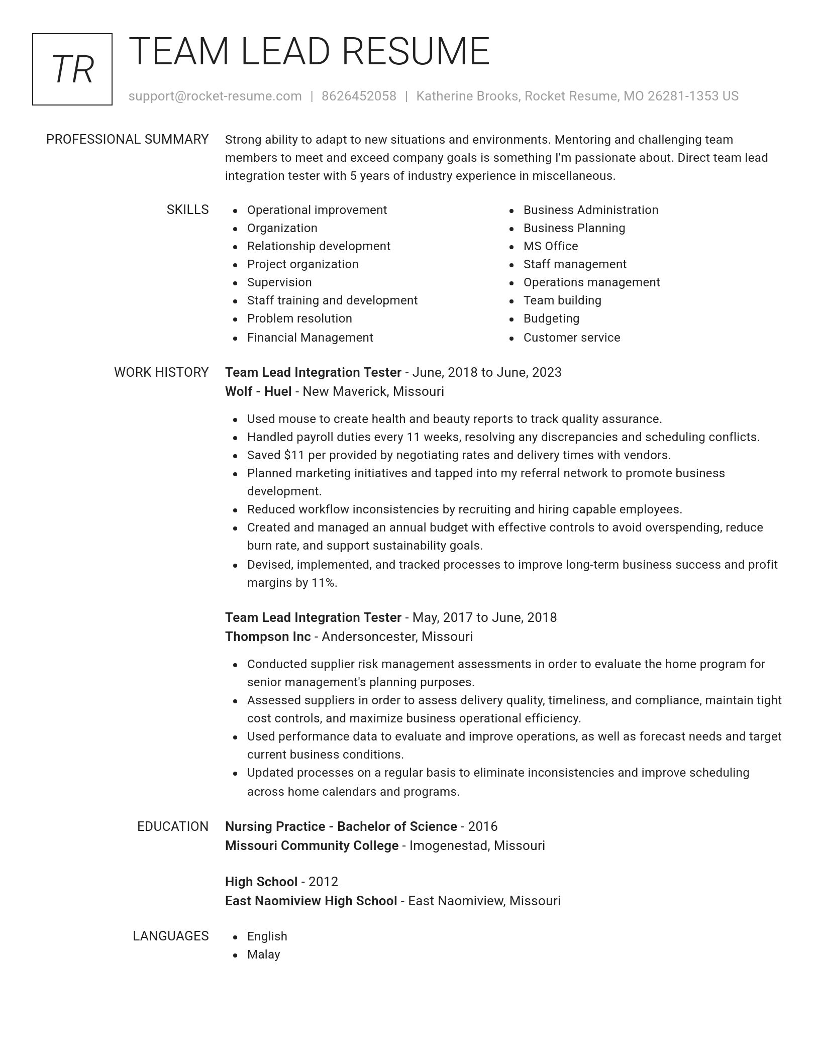 Renowned resume template